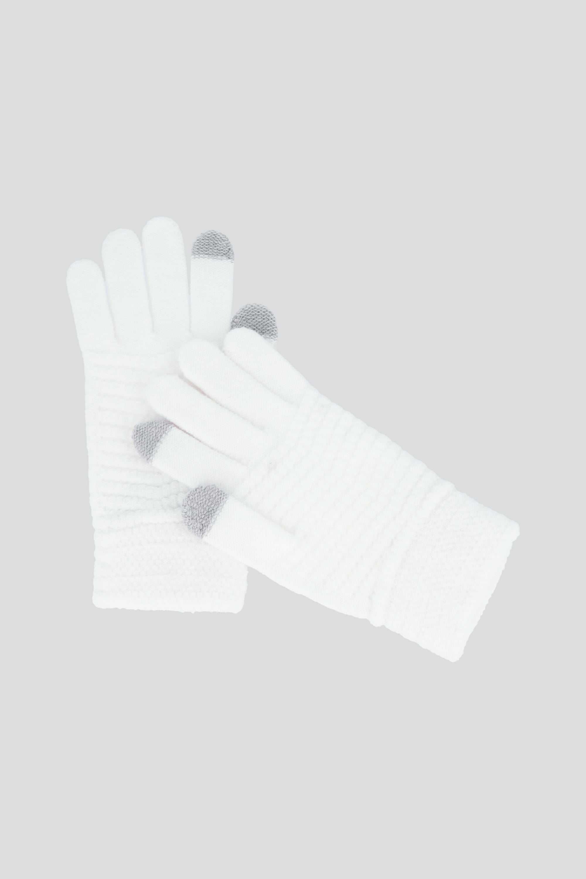 Guantes tejido waffle bicolor BLANCO