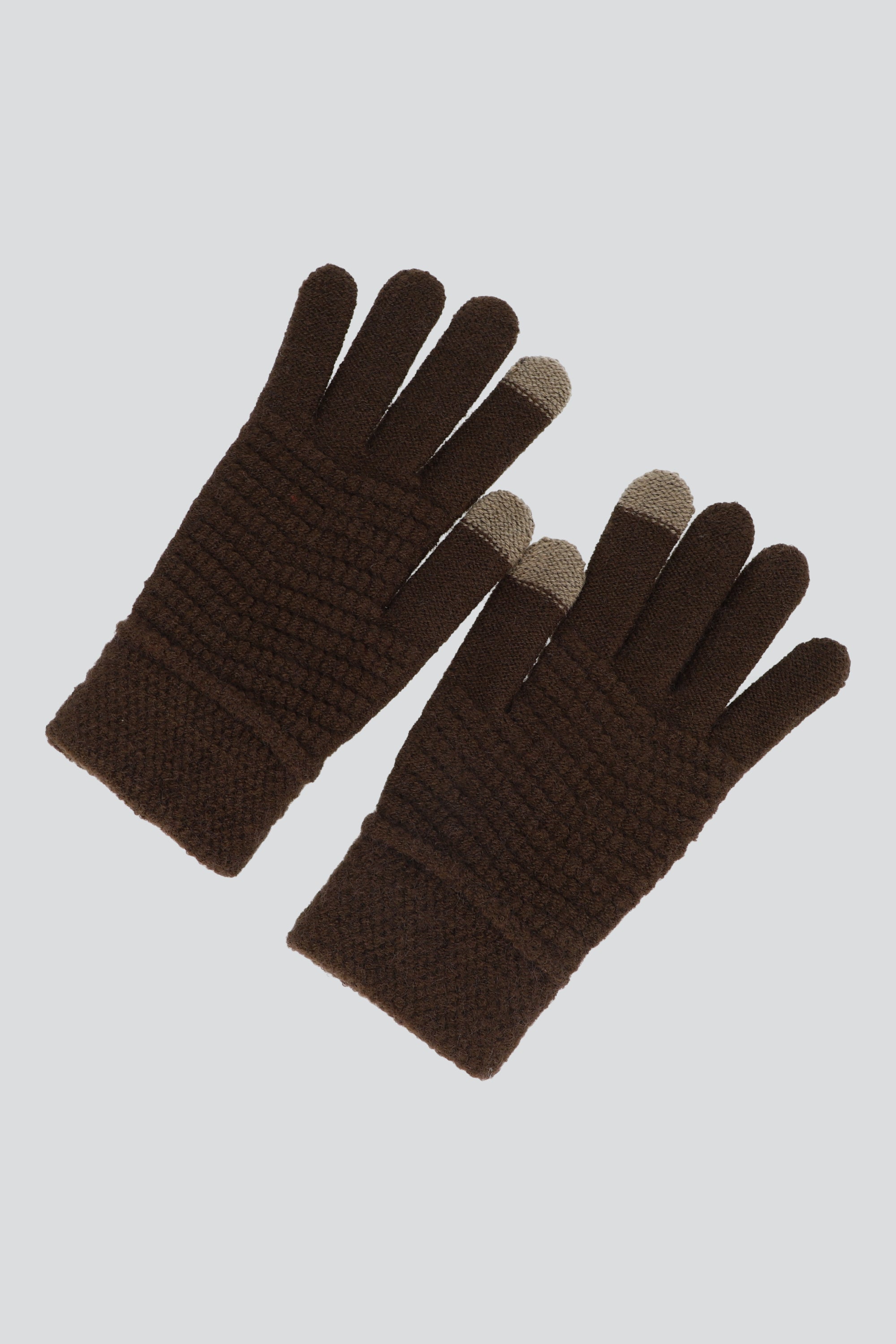 Guantes tejido waffle bicolor CAFE