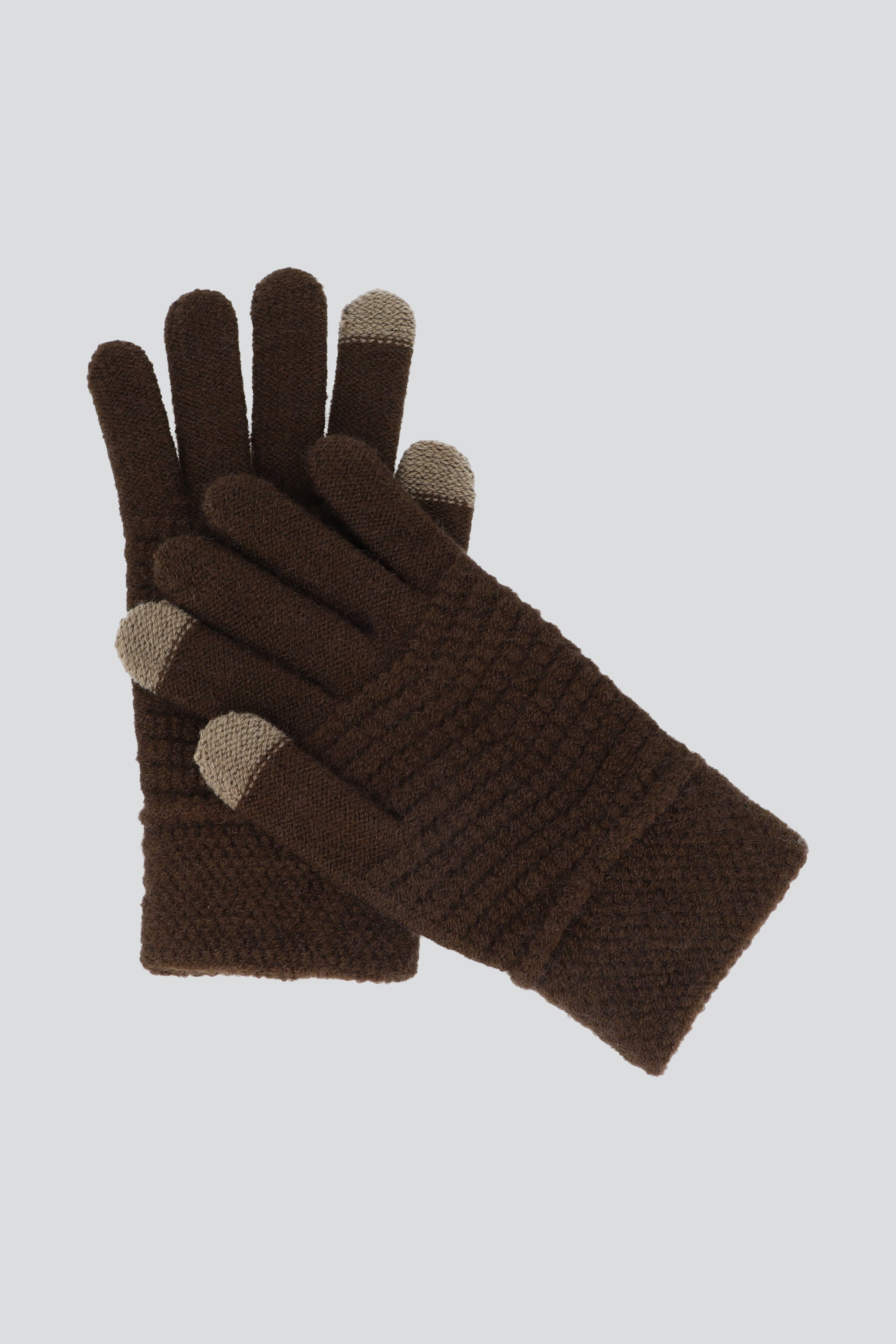 Guantes tejido waffle bicolor CAFE