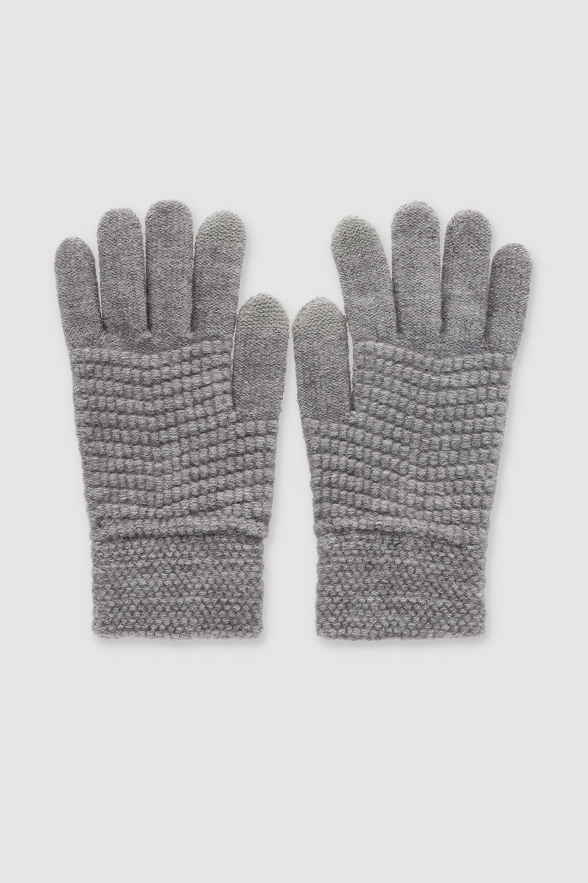 Guantes tejido waffle bicolor GRIS