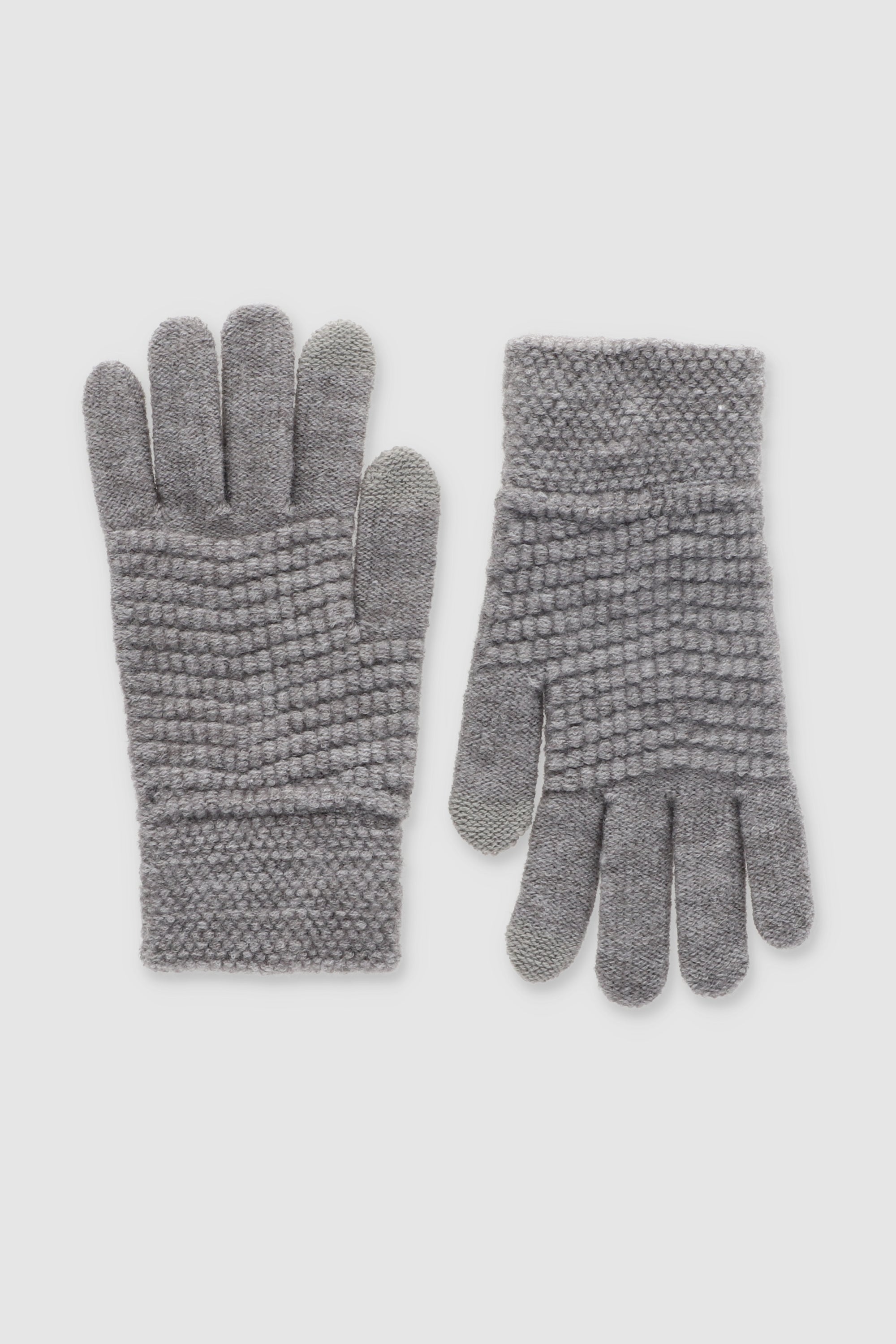 Guantes tejido waffle bicolor GRIS