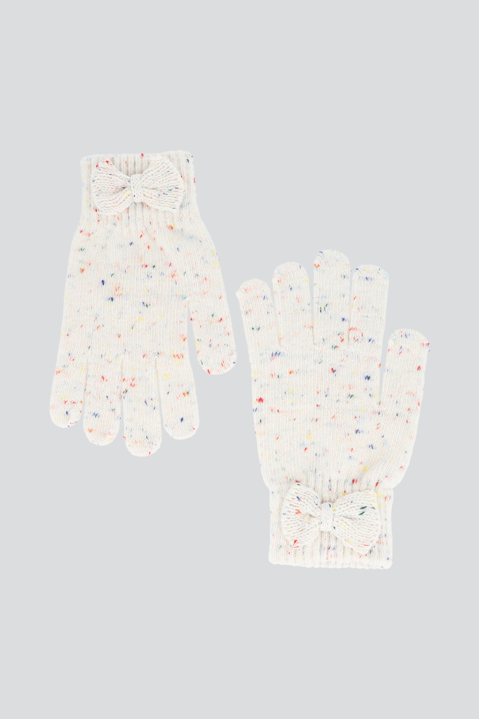 Guantes tejidos moño confeti