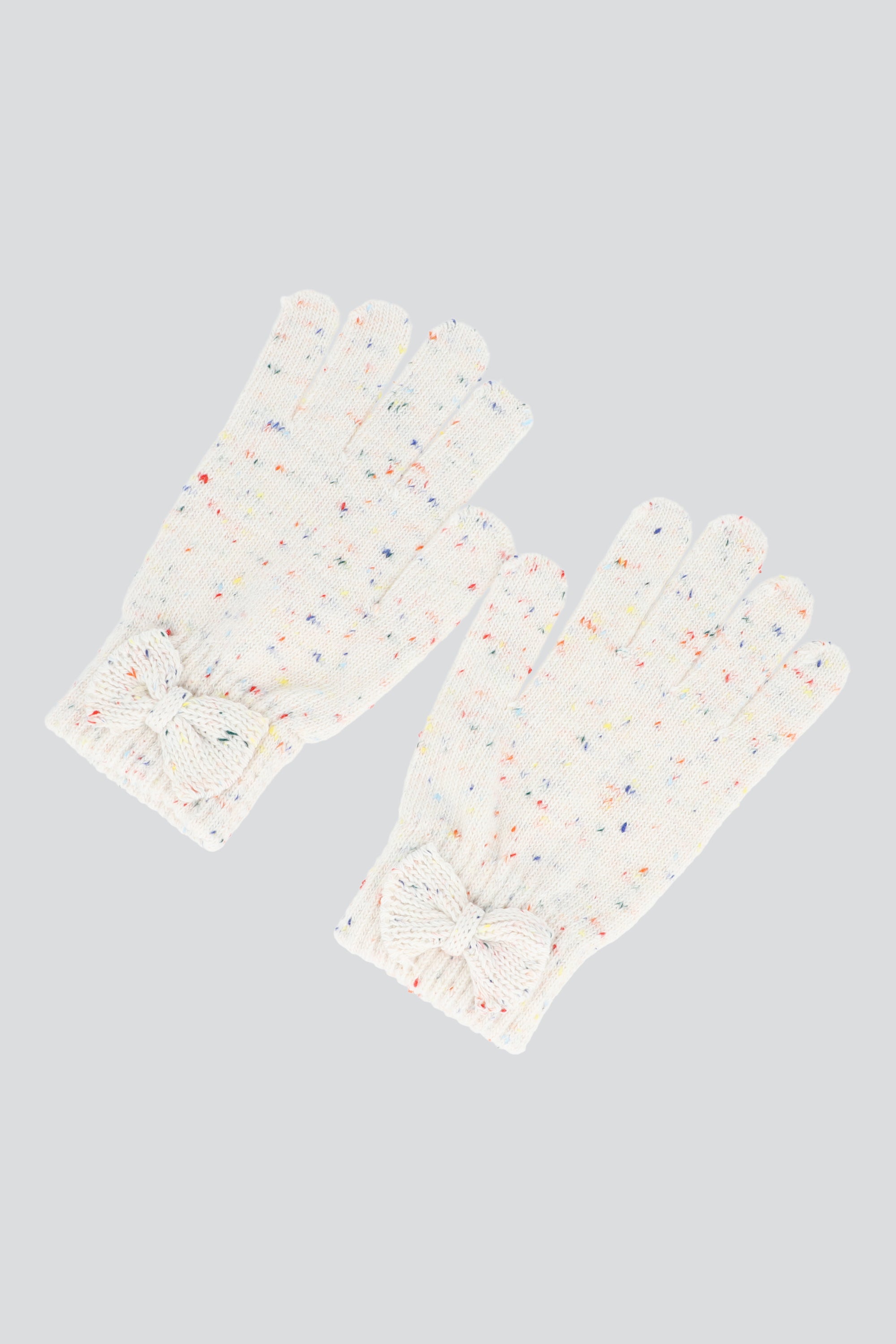 Guantes tejidos moño confeti