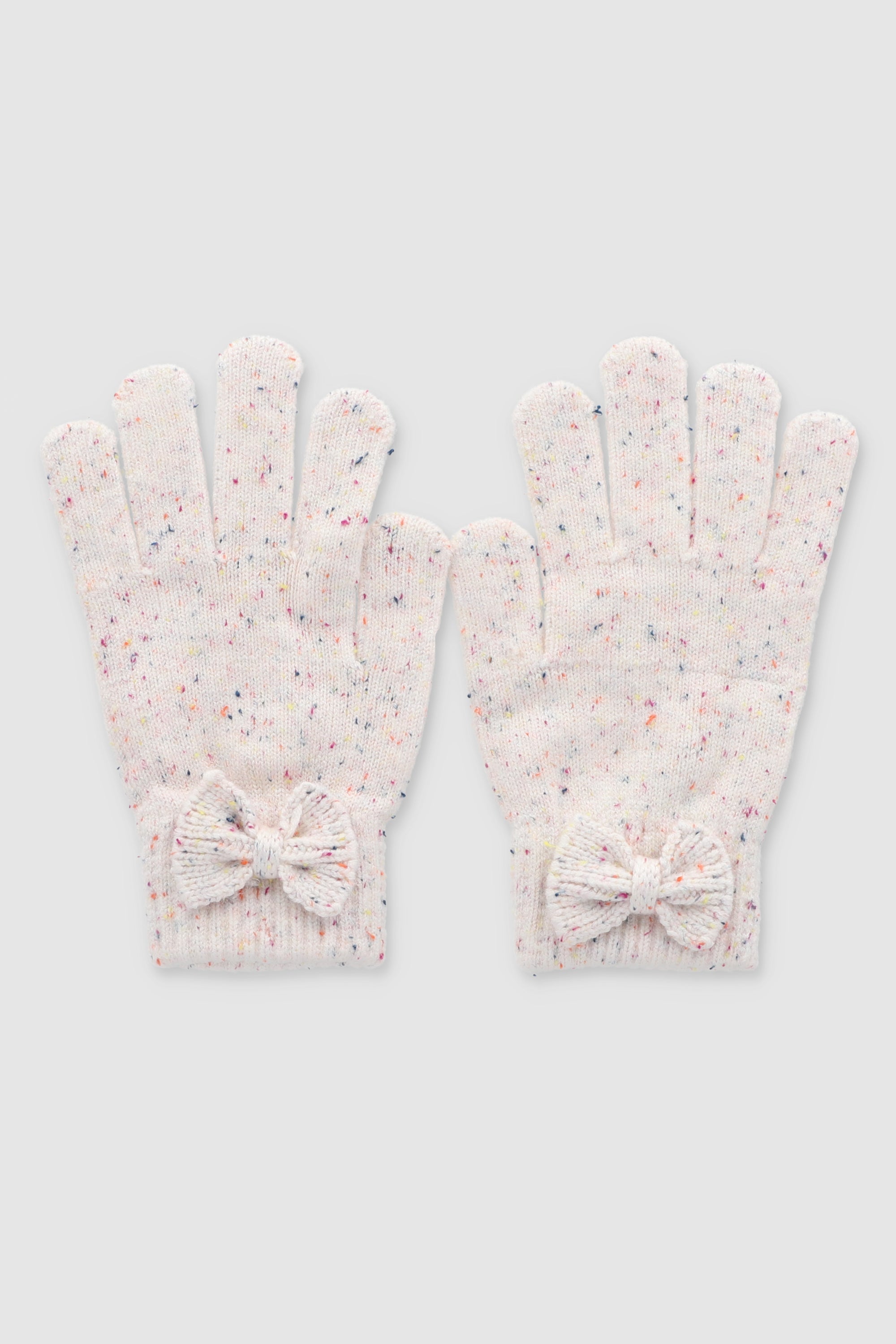 Guantes tejidos moño confeti HUESO