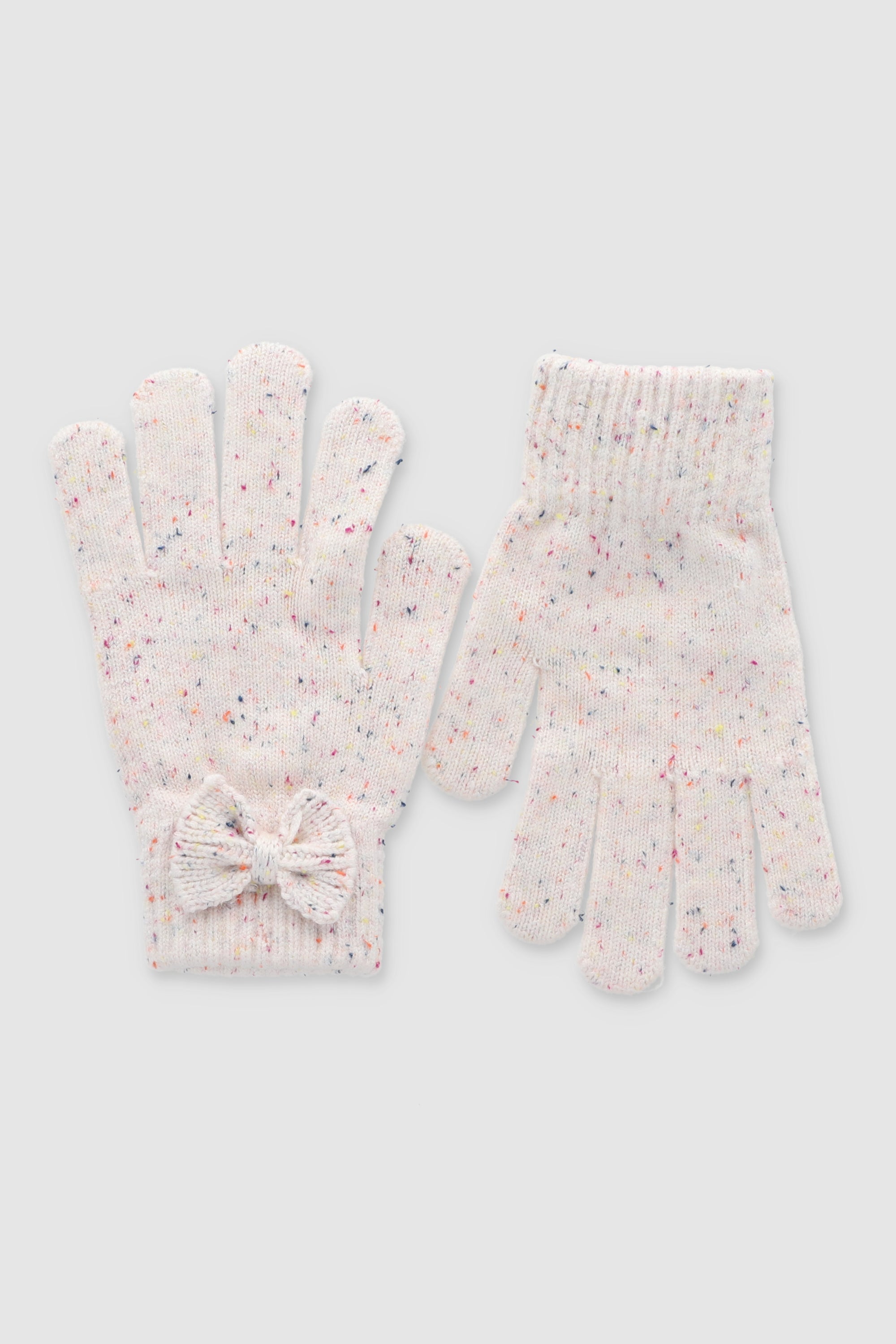 Guantes tejidos moño confeti HUESO