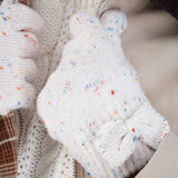 Guantes tejidos moño confeti