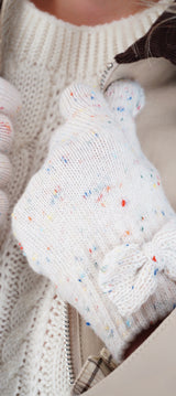 Guantes tejidos moño confeti