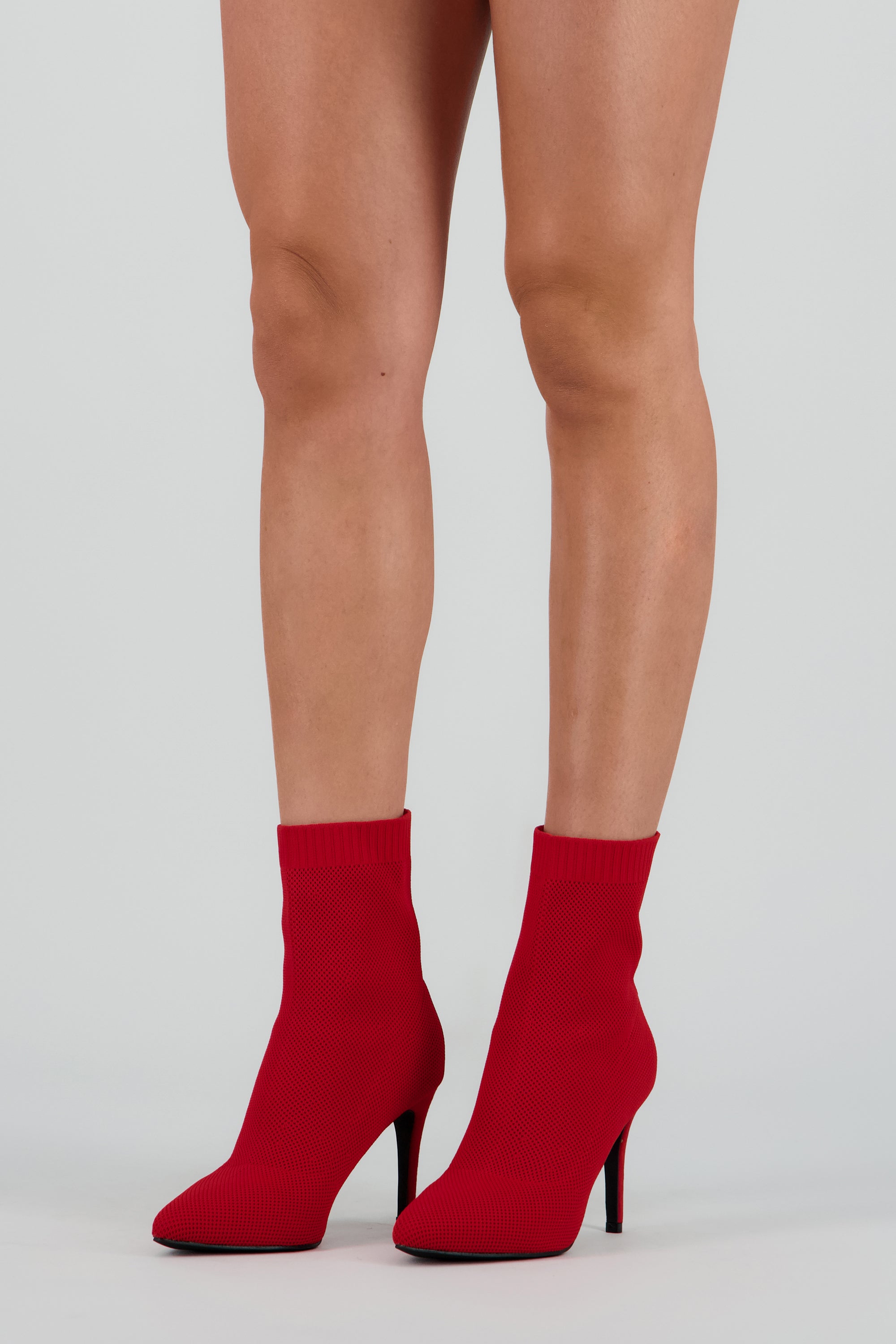 Botín midi tejido estrecho ROJO