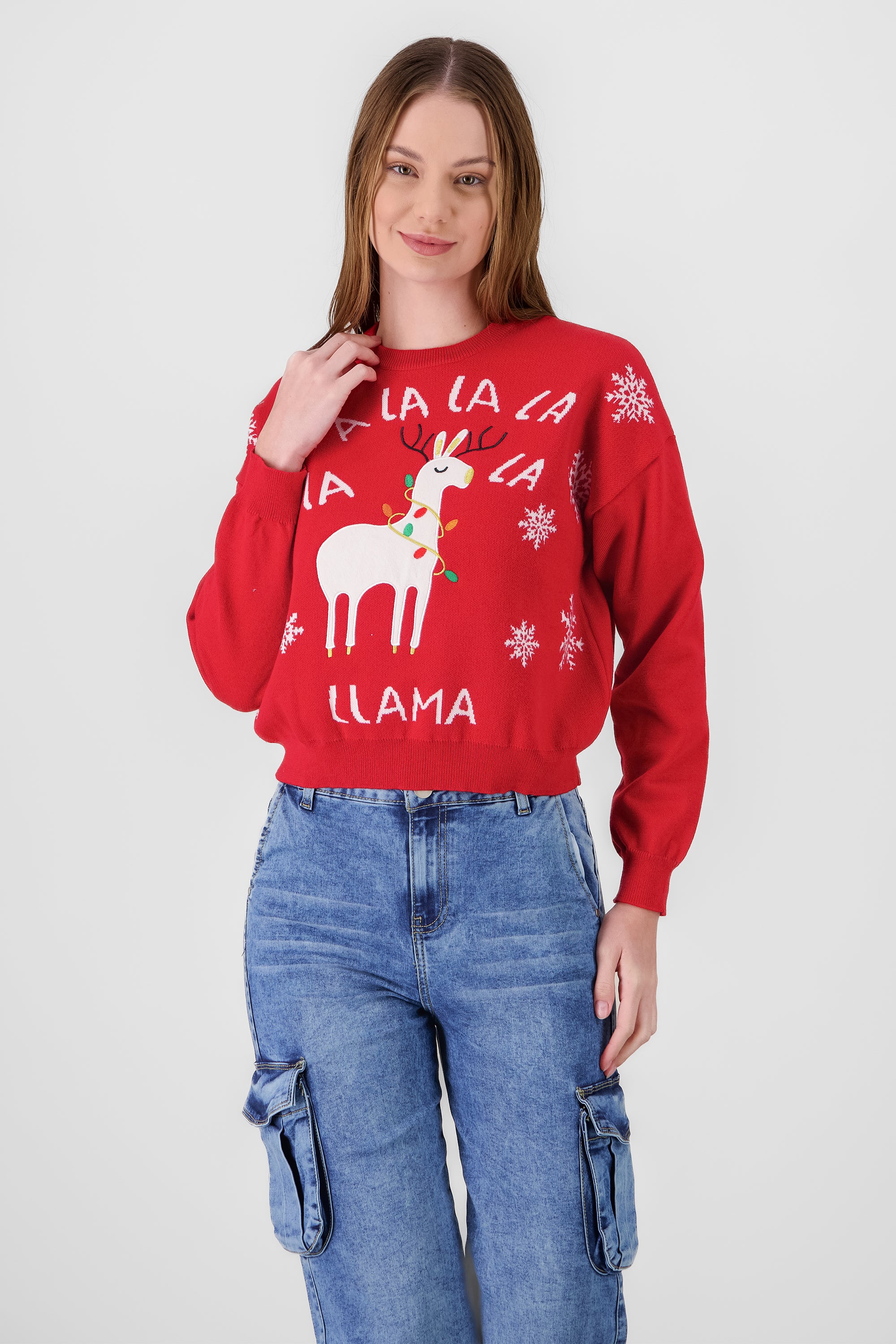 Suéter Navideño Llama ROJO COMBO