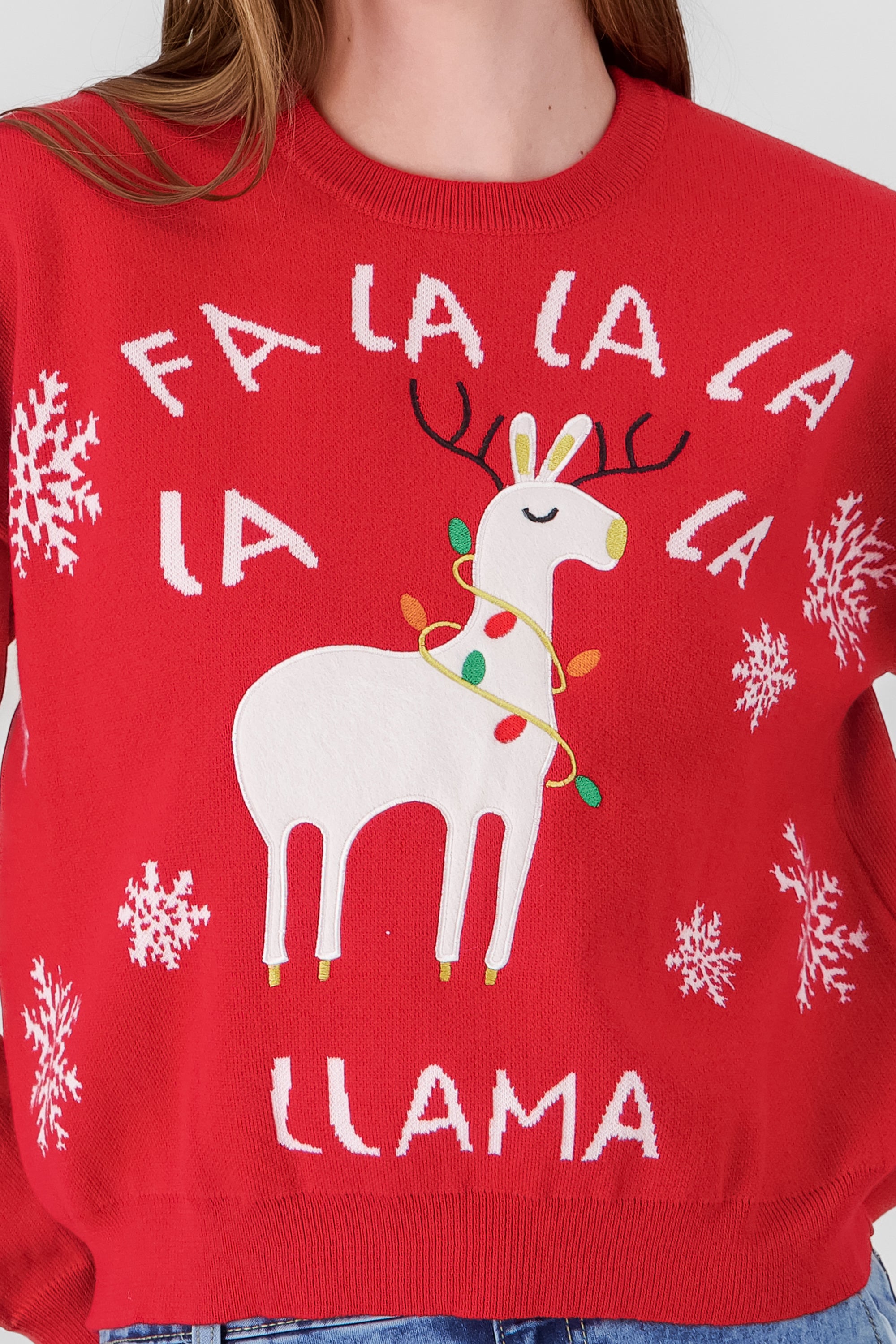 Suéter Navideño Llama ROJO COMBO