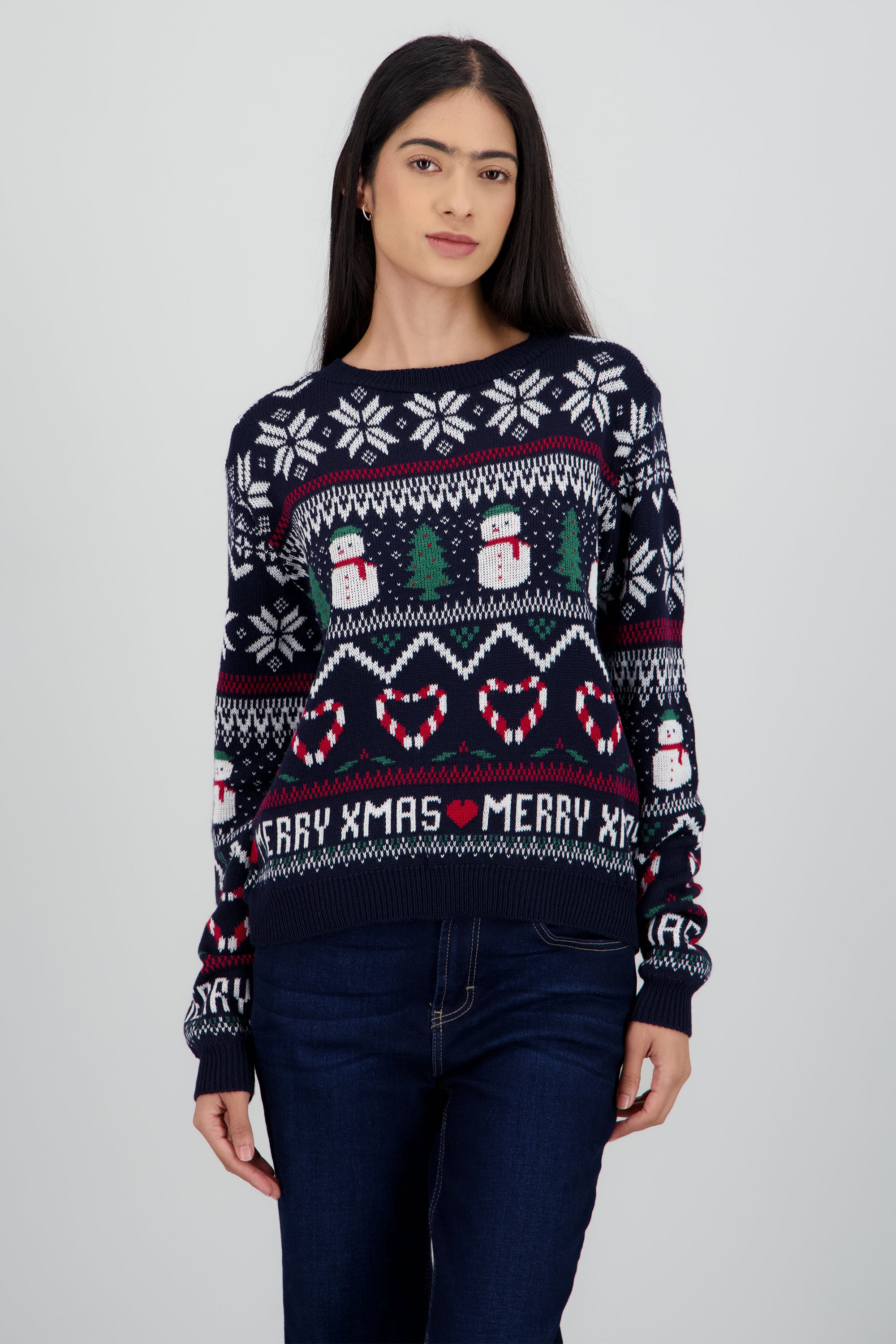 Suéter tejido muñeco nieve MARINO COMBO