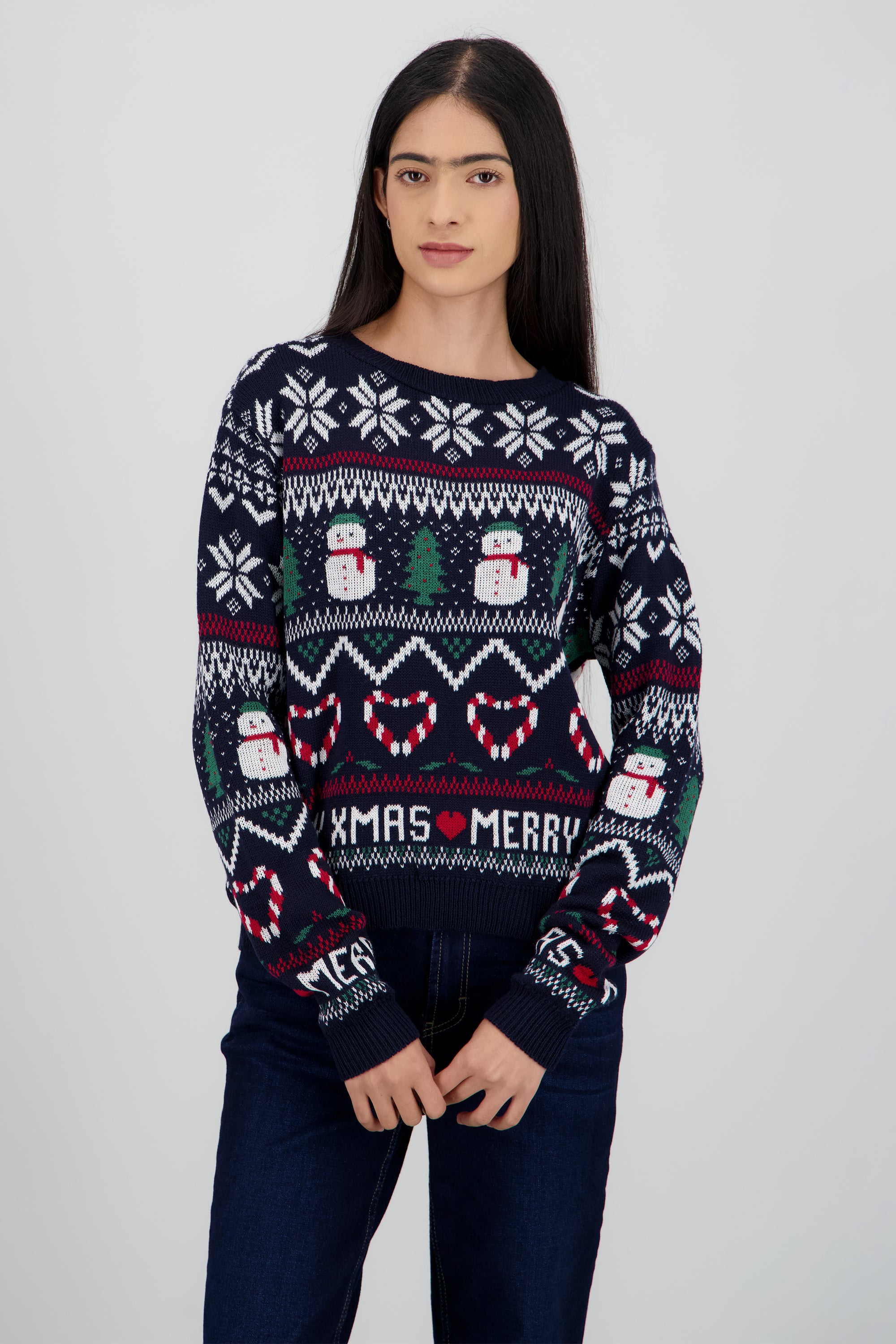 Suéter tejido muñeco nieve MARINO COMBO