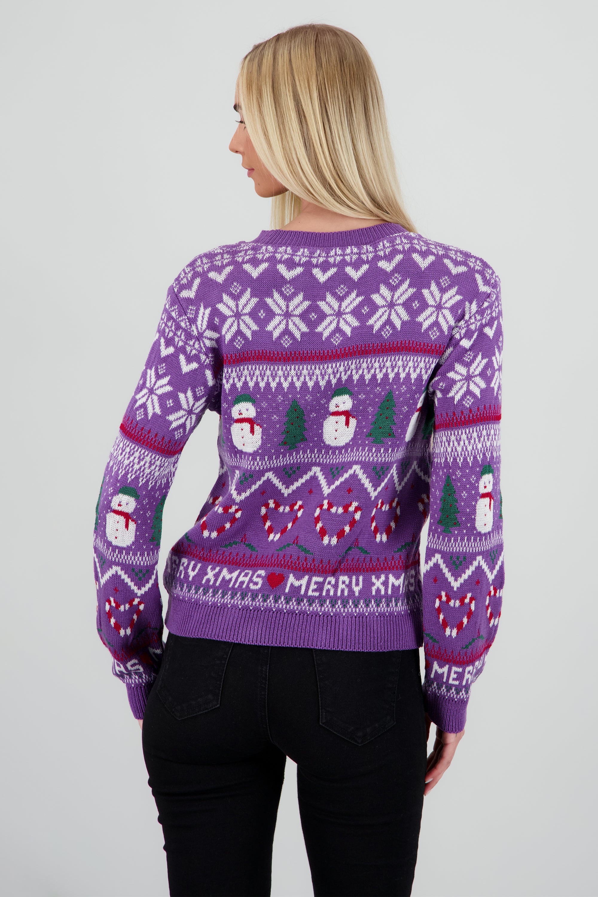 Suéter tejido muñeco nieve LAVANDA