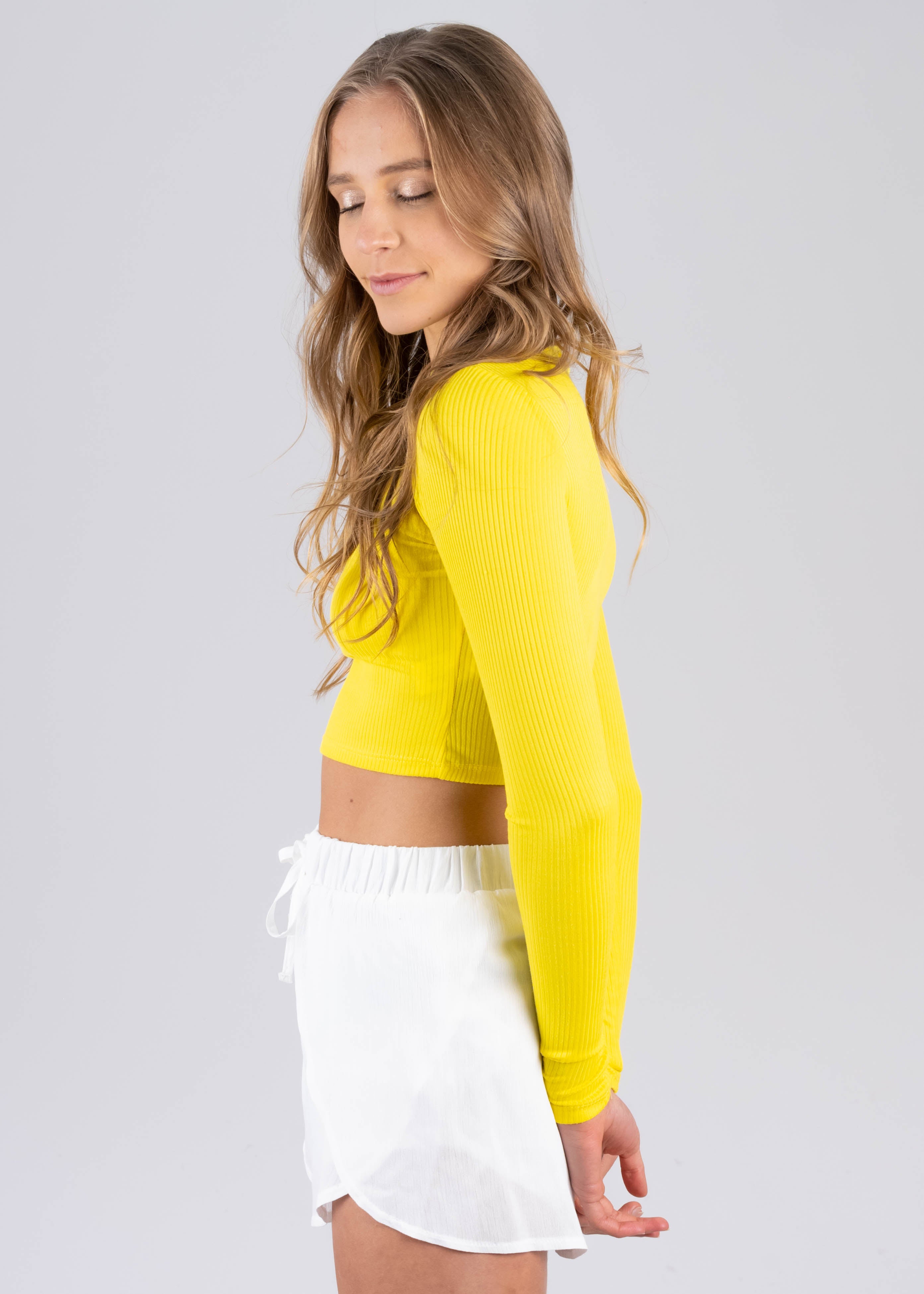 Top Acanalado Manga Larga AMARILLO NEON
