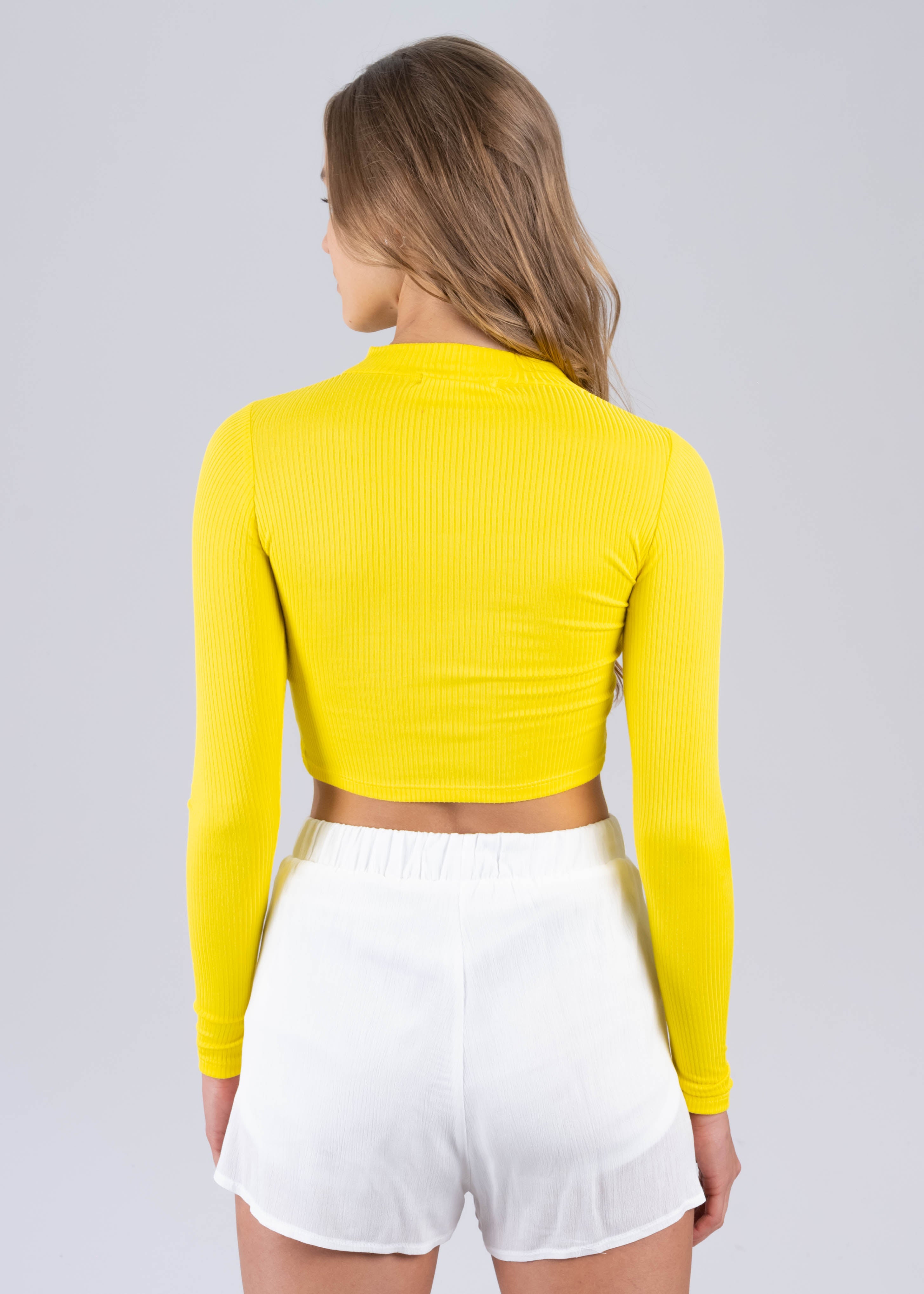 Top Acanalado Manga Larga AMARILLO NEON