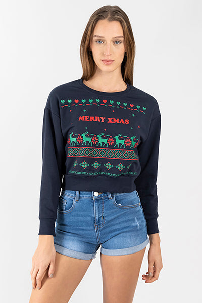 Hoodie navideña Merry X-mas MARINO COMBO