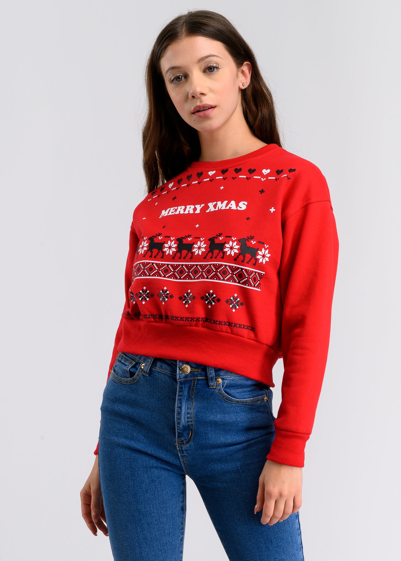 Hoodie navideña Merry X-mas ROJO COMBO