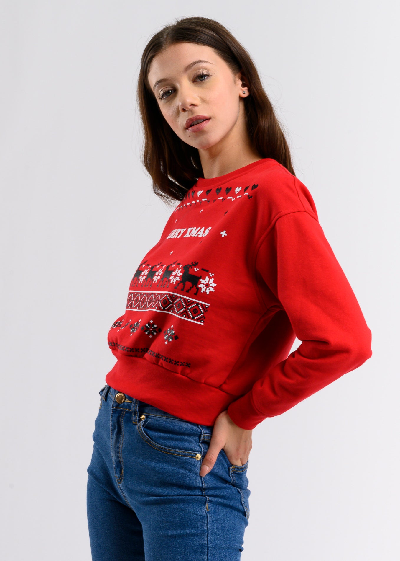 Hoodie navideña Merry X-mas ROJO COMBO