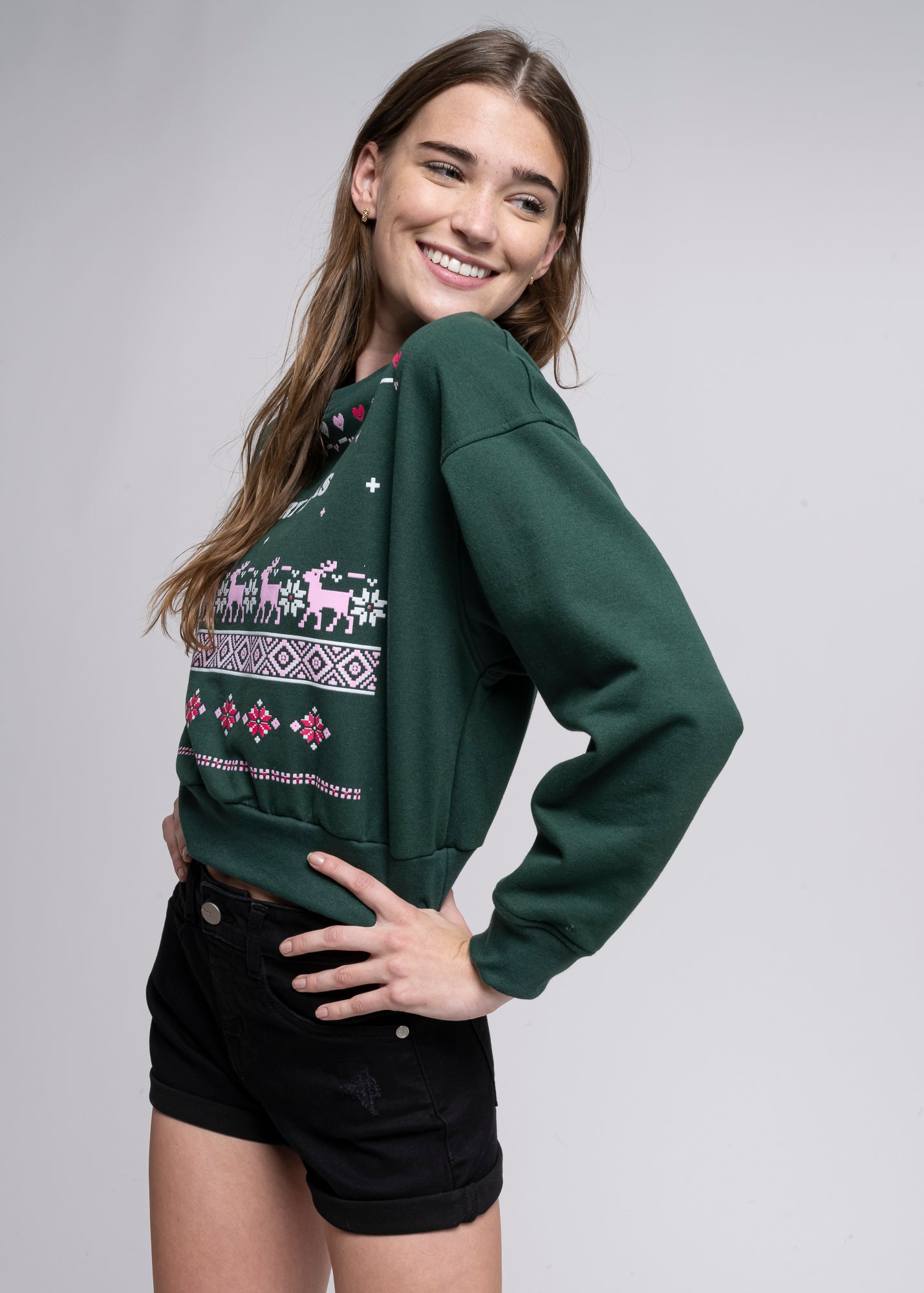 Hoodie navideña Merry X-mas VERDE COMBO