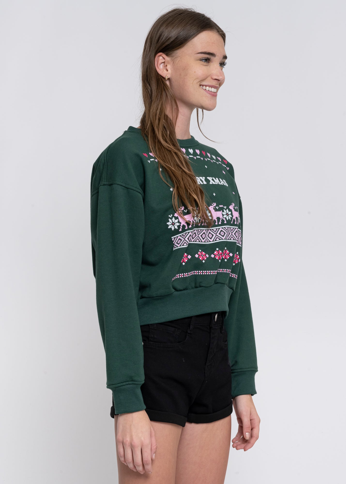Hoodie navideña Merry X-mas VERDE COMBO