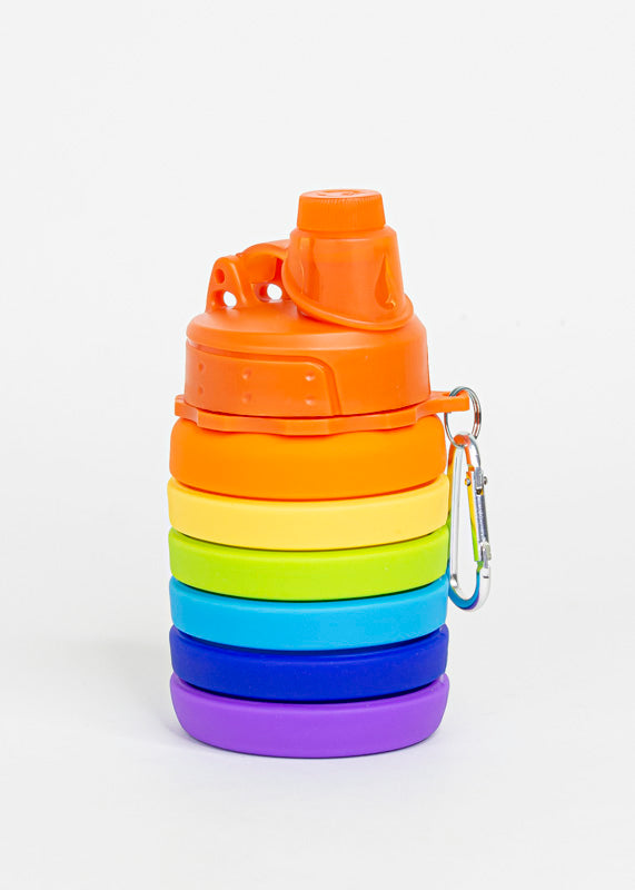 Botella silicón plegable reutilizable arcoíris