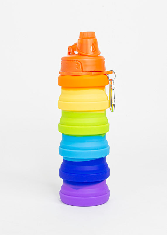 Botella silicón plegable reutilizable arcoíris