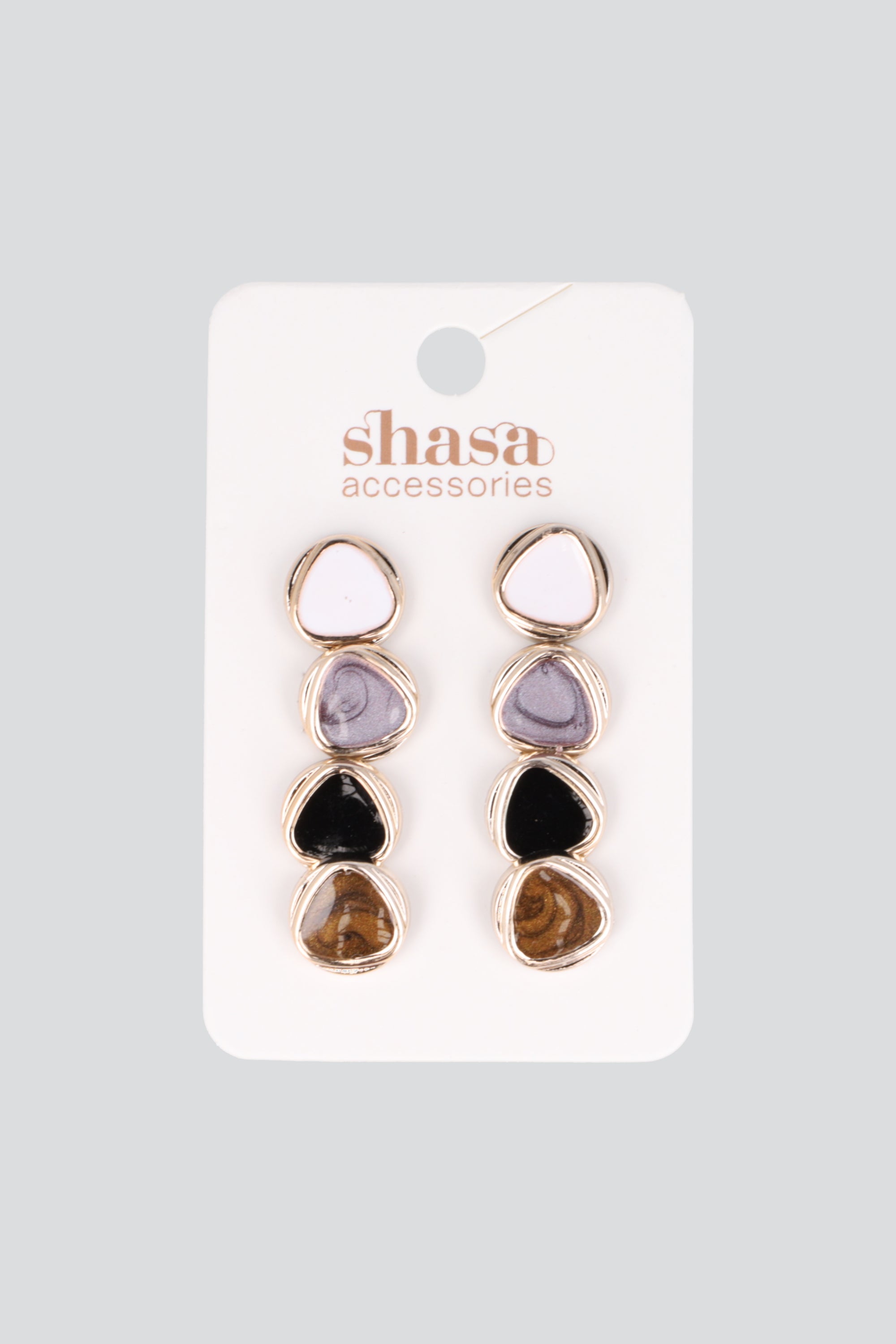 Set 4 piezas aretes triángulo NEGRO