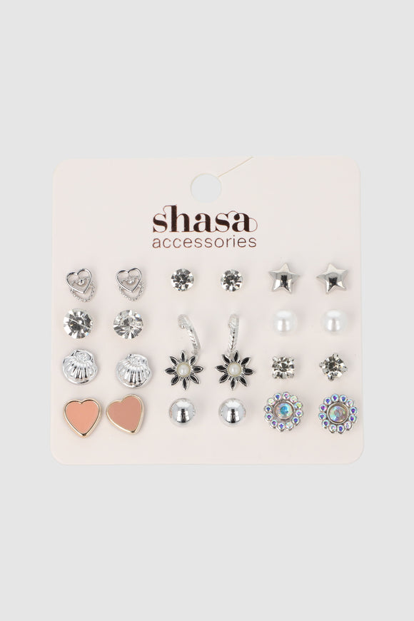 Set 12 Piezas Aretes Concha Mix