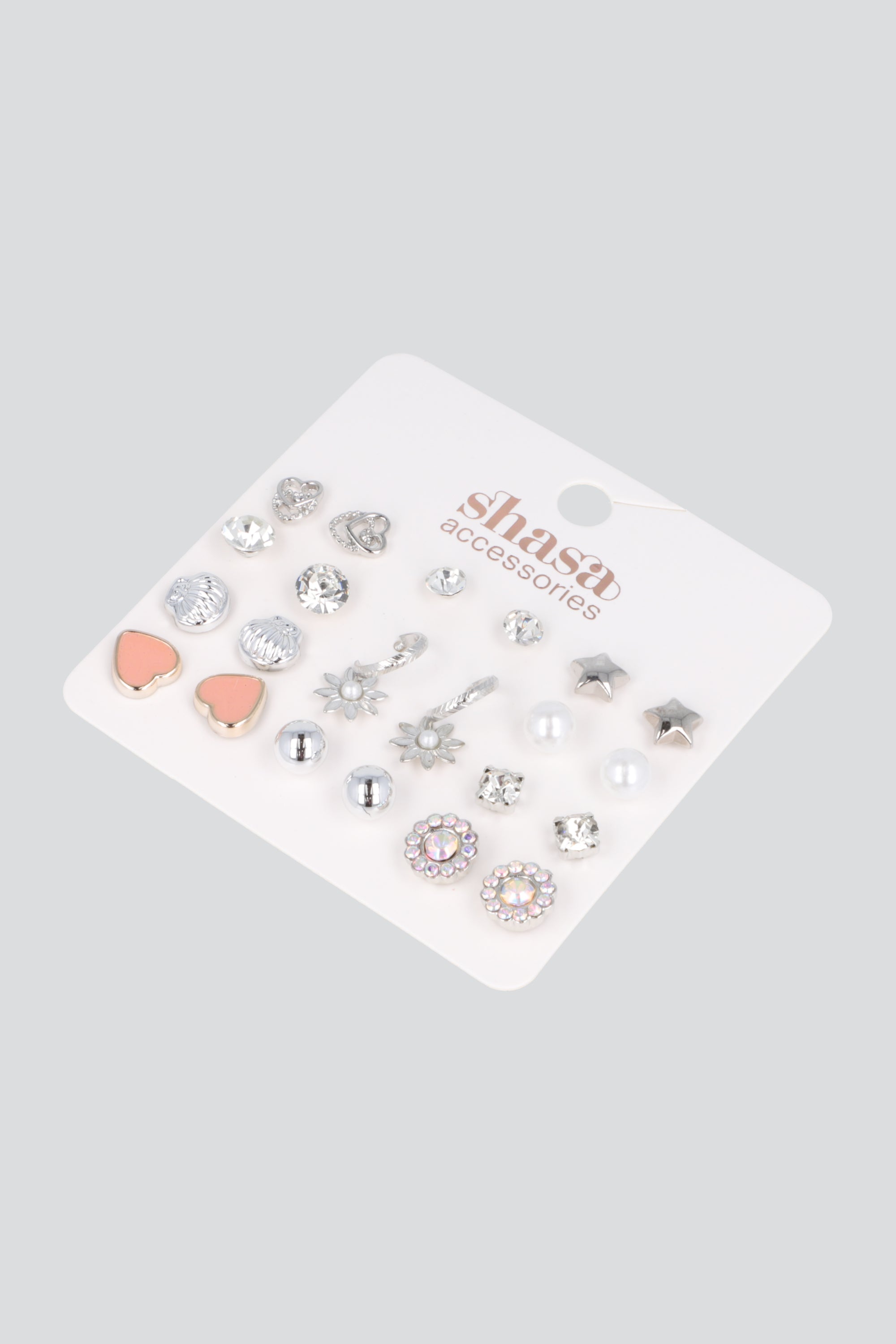 Set 12 Piezas Aretes Concha Mix PLATA