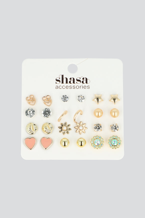 Set 12 Piezas Aretes Concha Mix