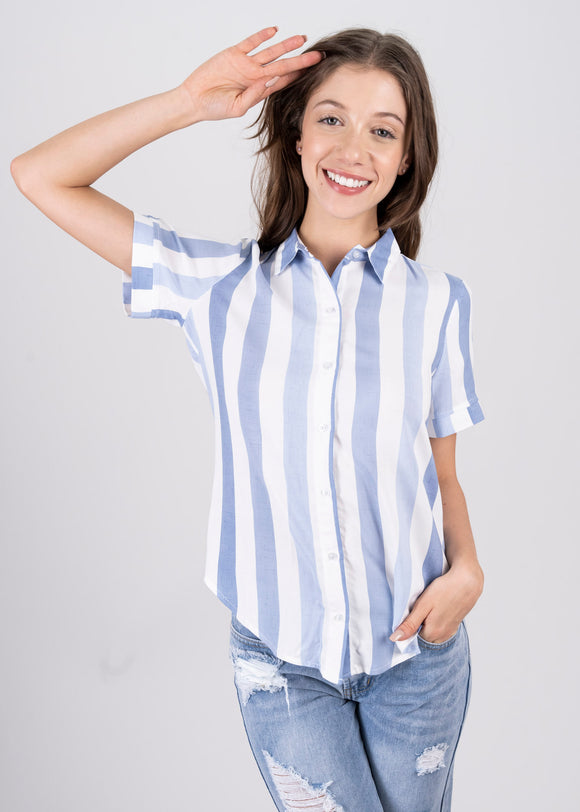 Camisa Manga Corta Rayada