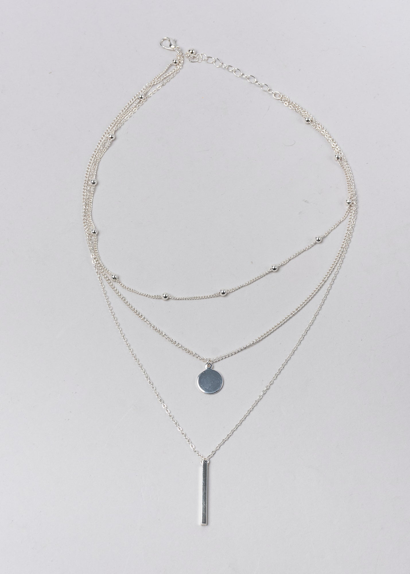 Collar 3 Capas Círculo Barra PLATA