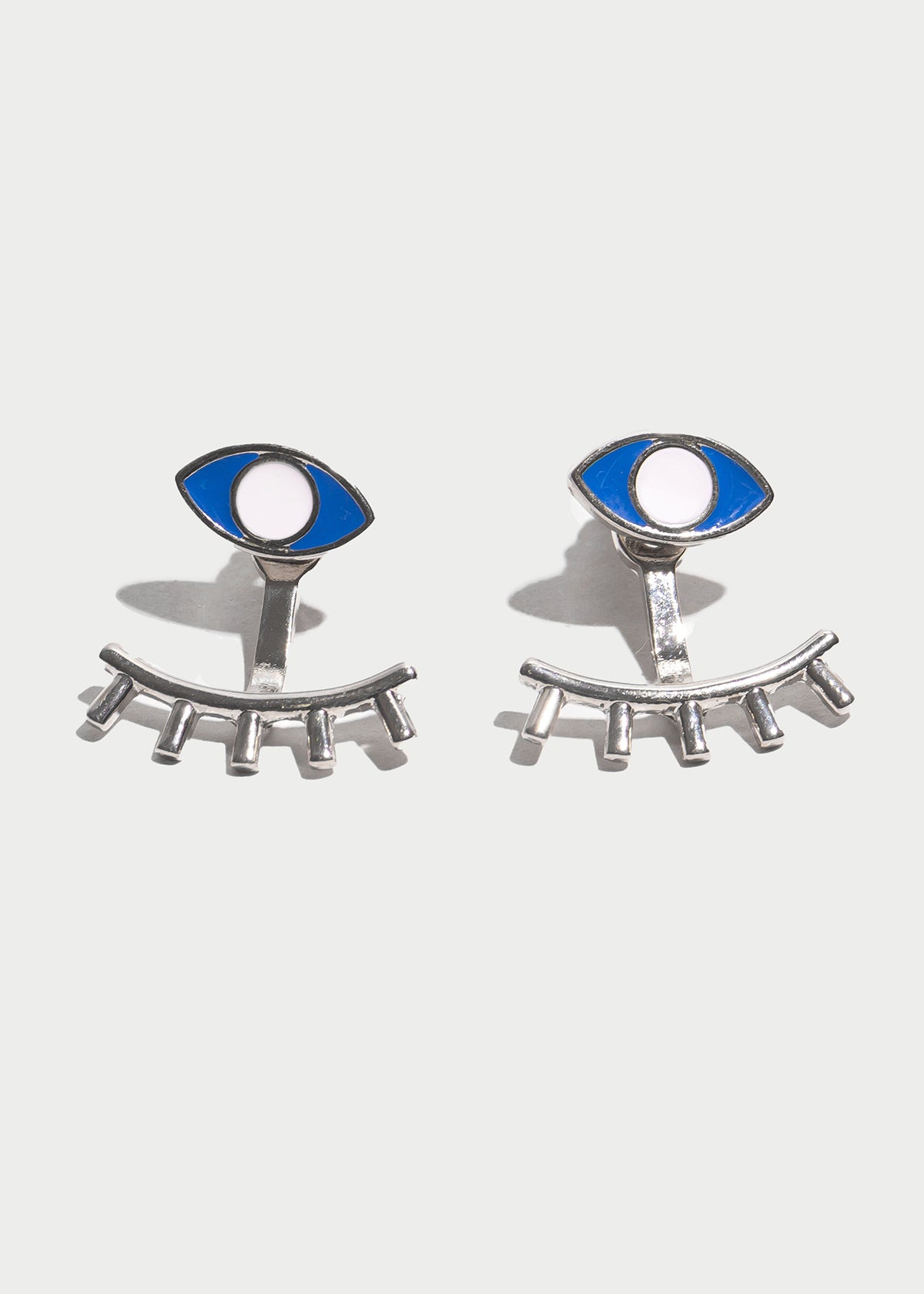 1Pr Aretes Ojo Pestañas PLATA