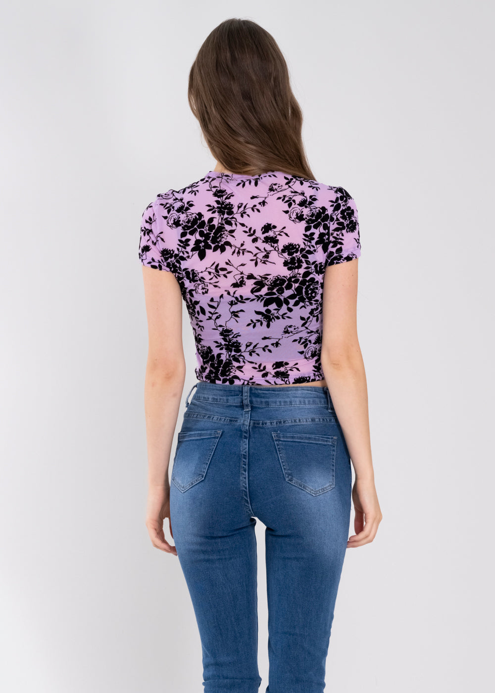 Top mesh flores flock LILA