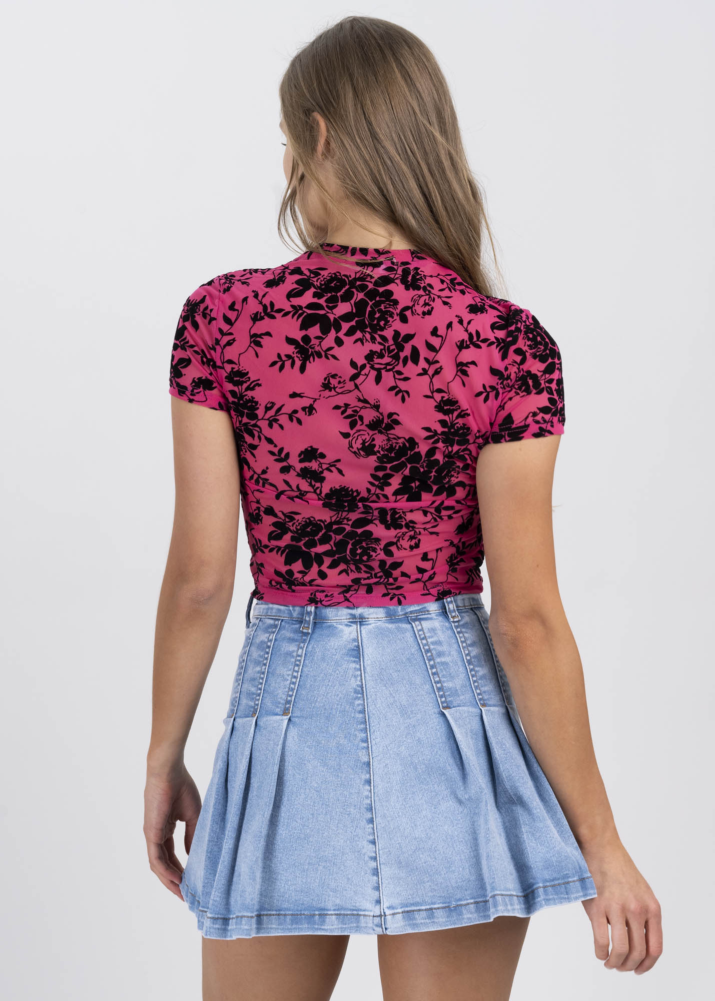 Top mesh flores flock ROSA