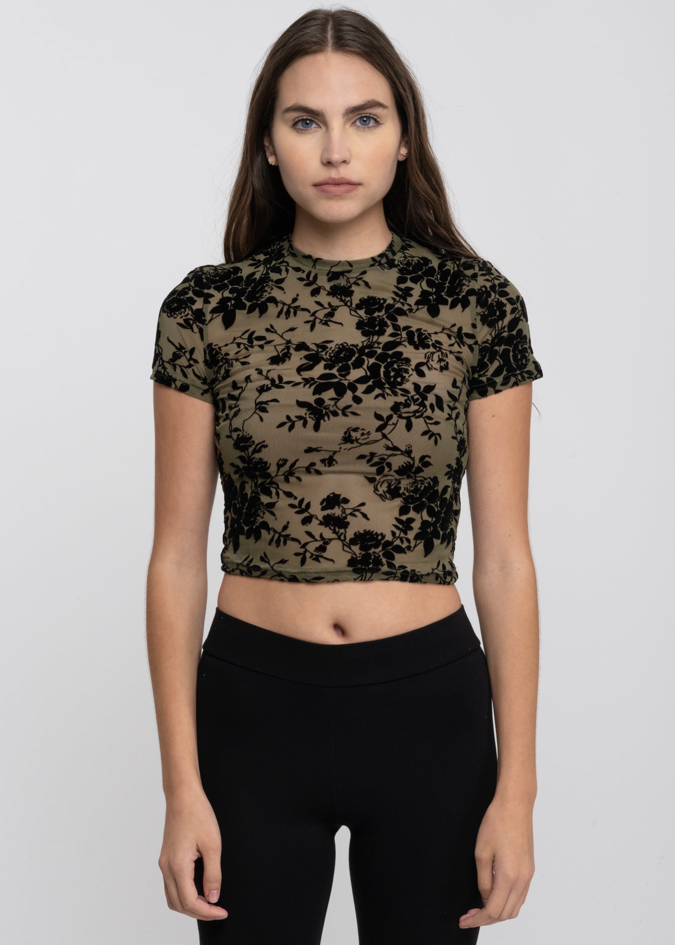 Top mesh flores flock OLIVO