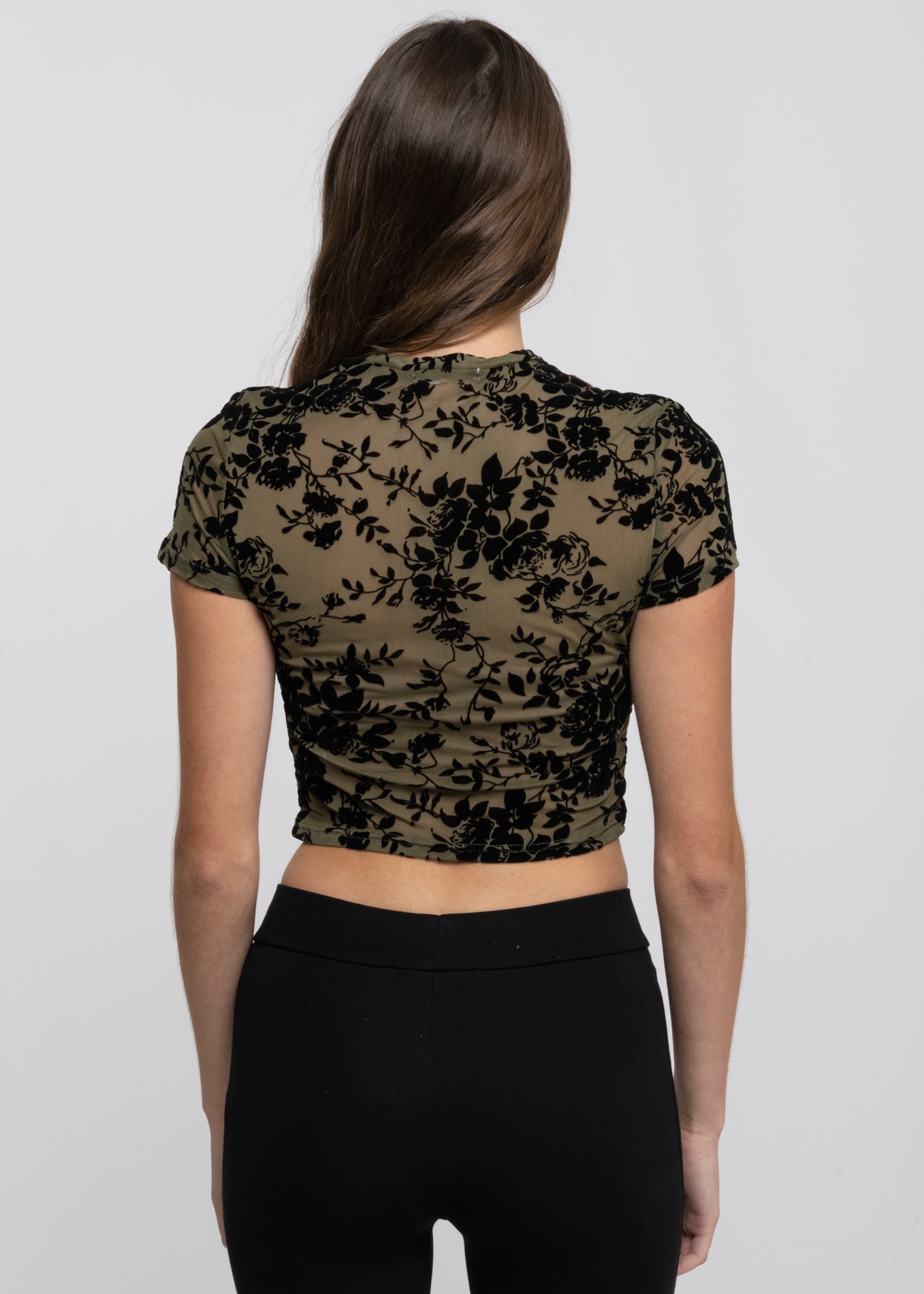 Top mesh flores flock OLIVO