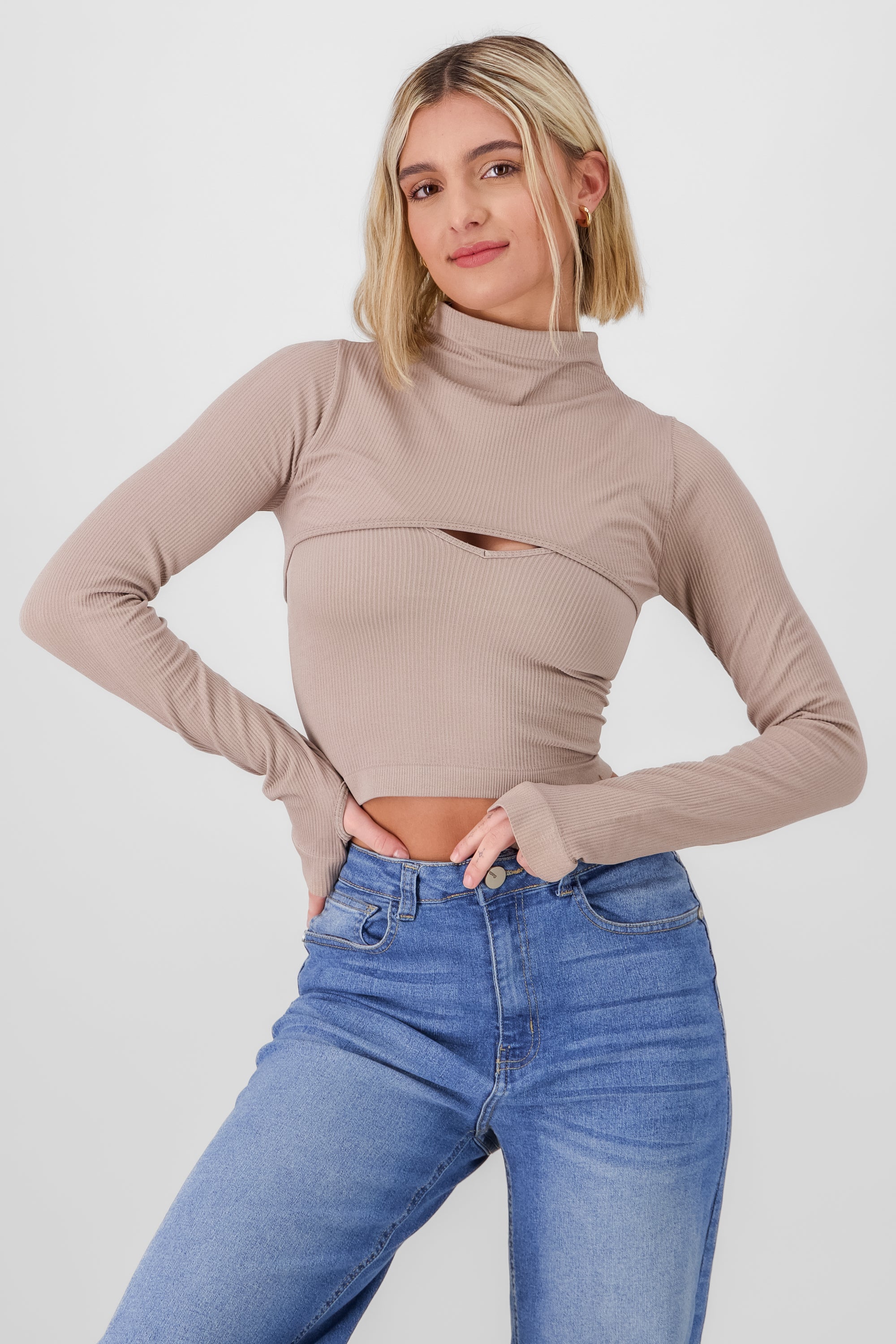 Top Seamless Irregular TAUPE