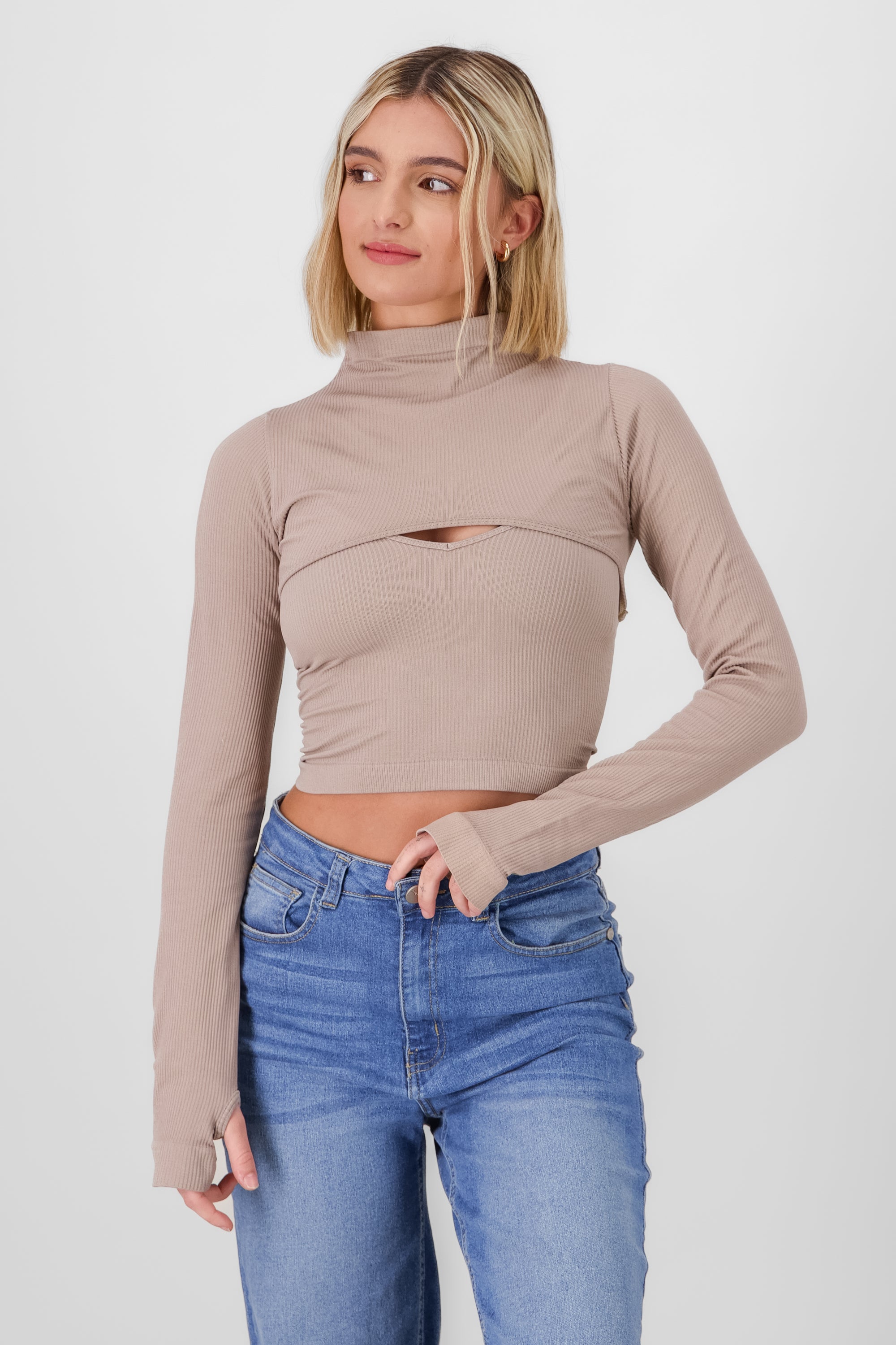 Top Seamless Irregular TAUPE