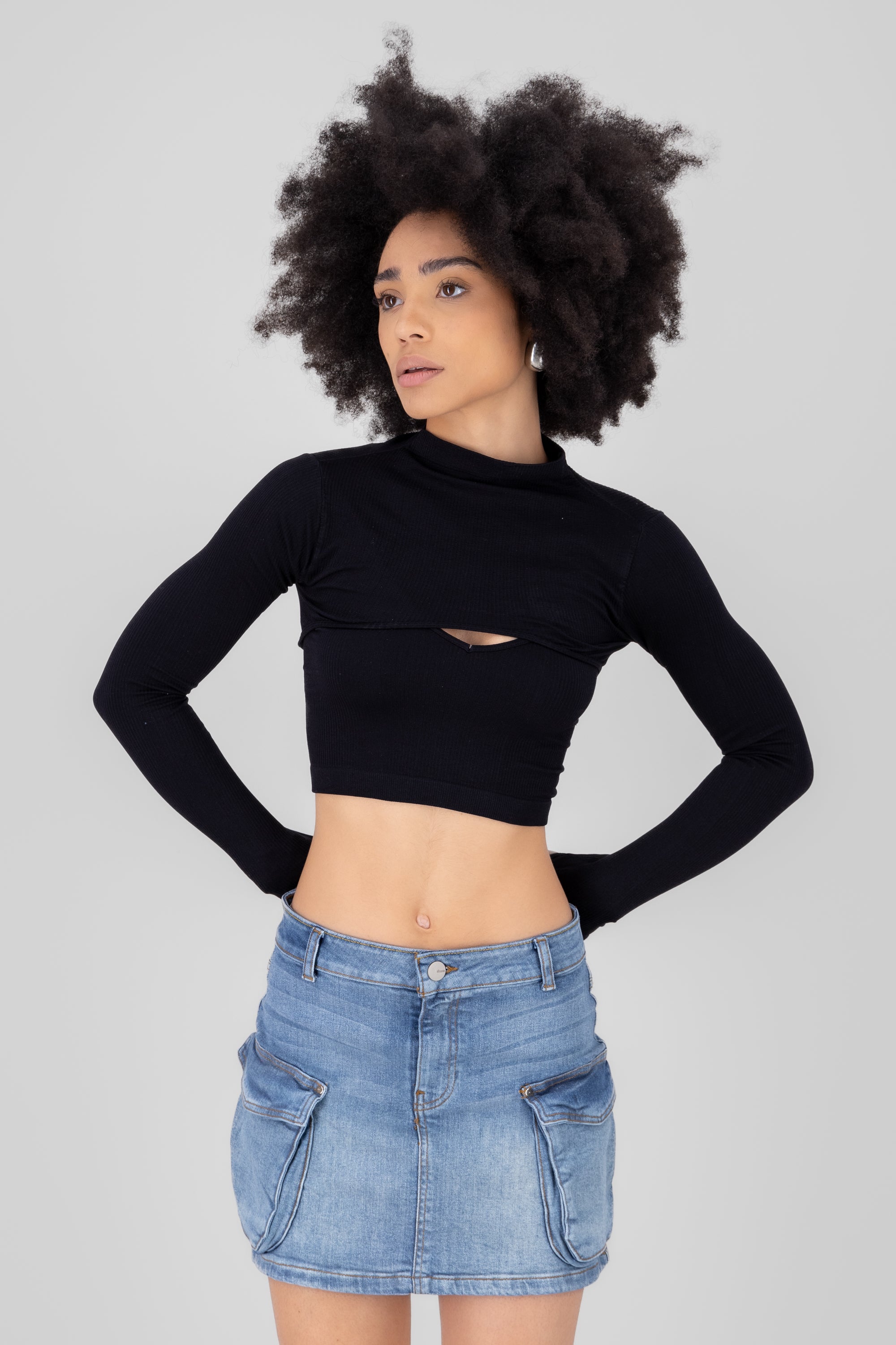 Top Seamless Irregular NEGRO