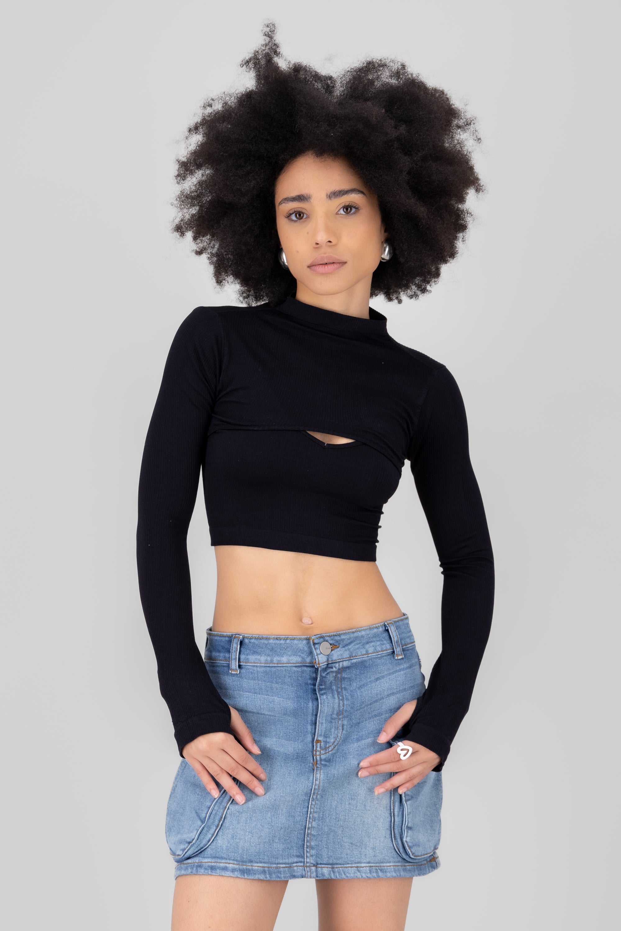 Top Seamless Irregular NEGRO