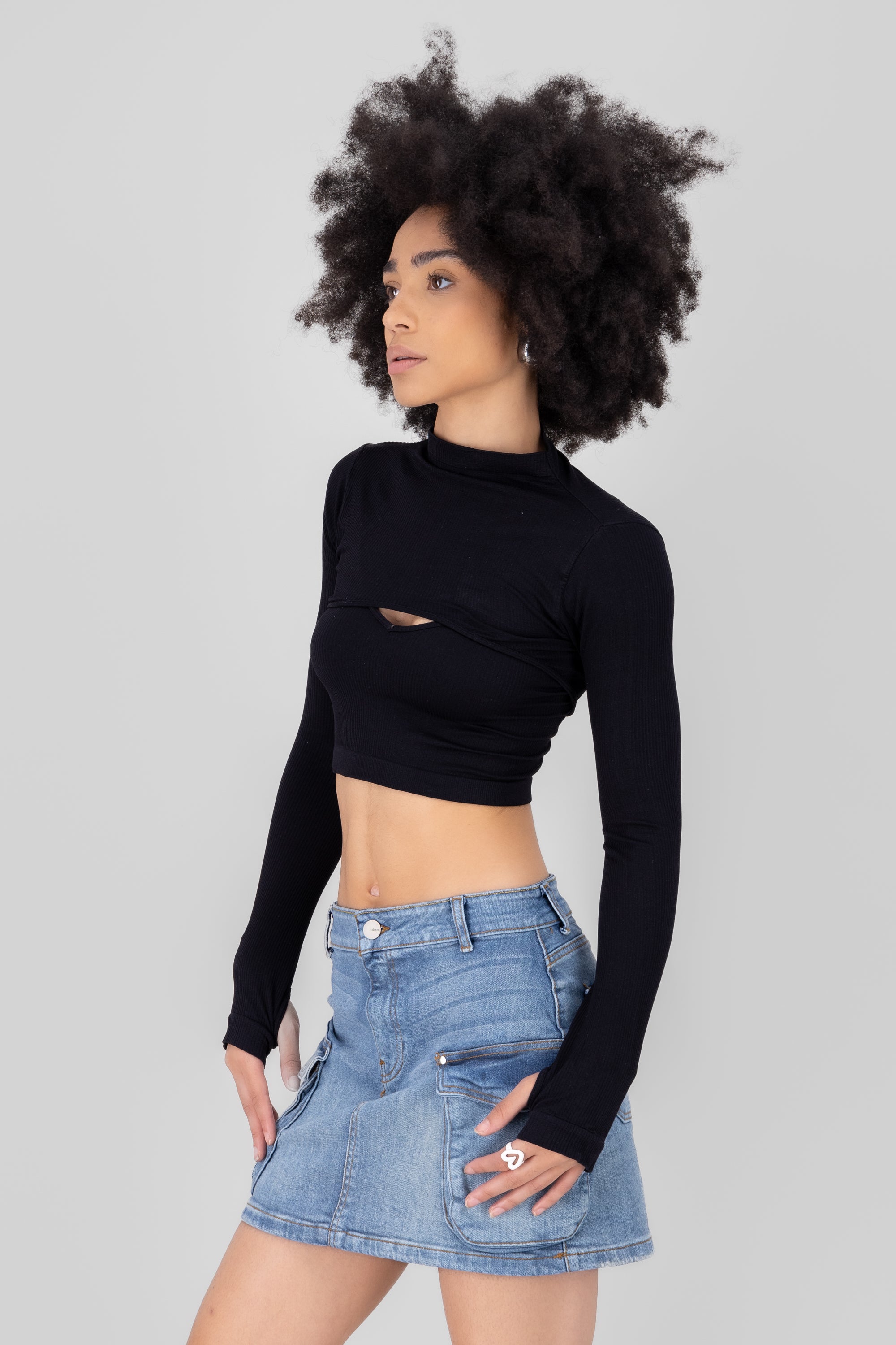 Top Seamless Irregular NEGRO