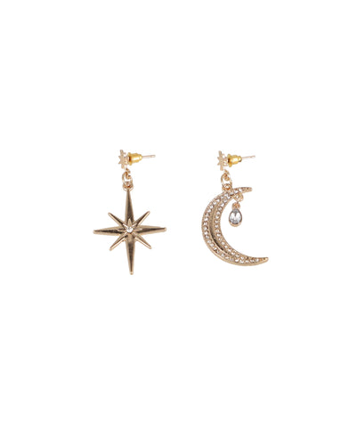 Aretes Impares Luna Estrella