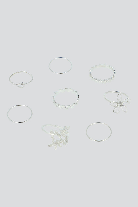 Set 8 Piezas Anillos Hojas