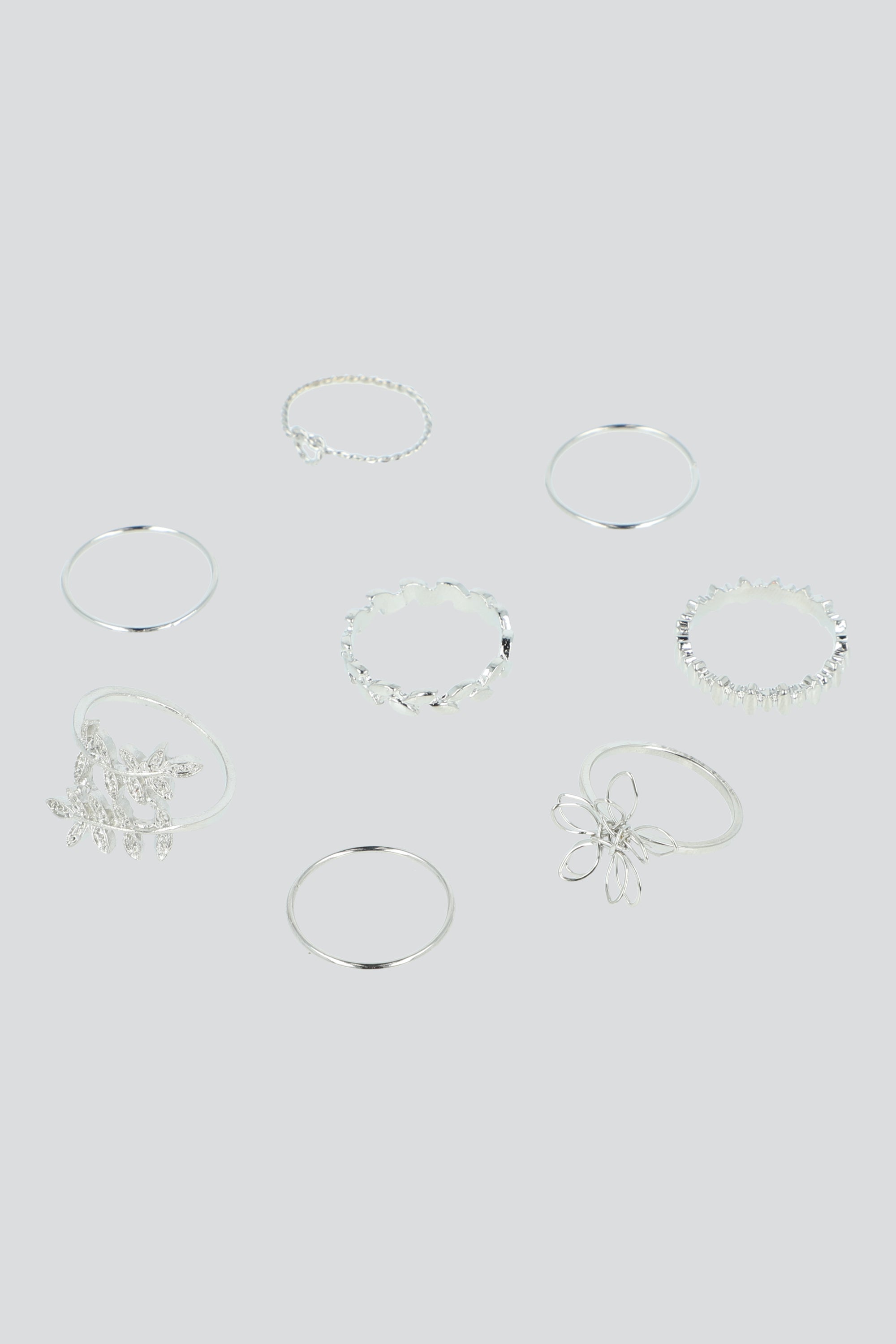 Set 8 Piezas Anillos Hojas