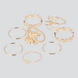 Set 8 Piezas Anillos Hojas