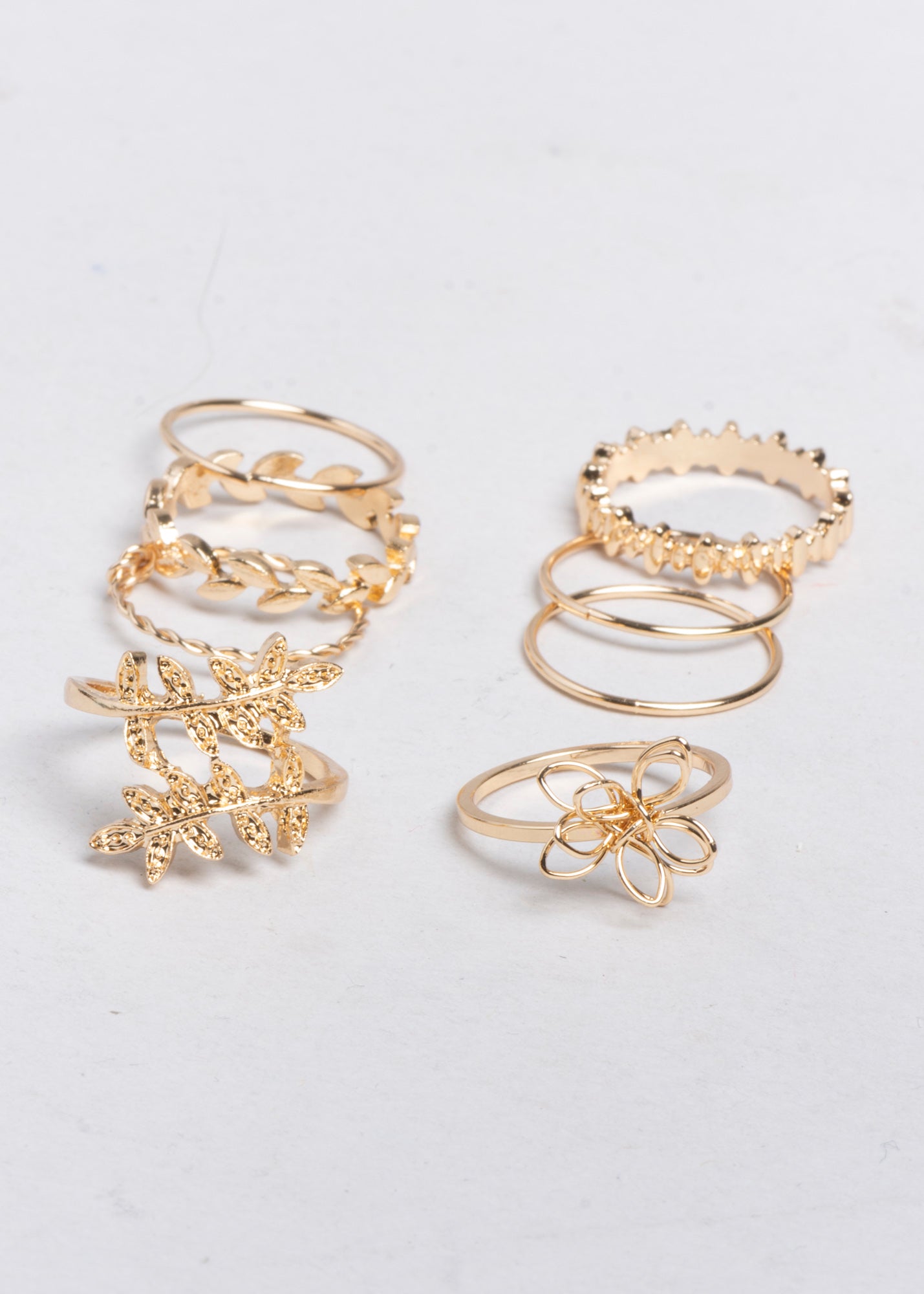 Set 8 Piezas Anillos Hojas