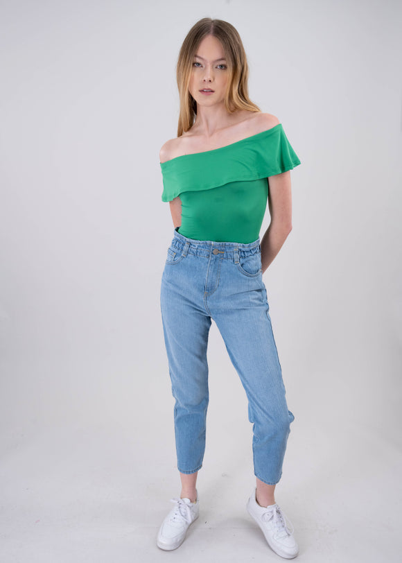 Jeans paper bag cintura alta