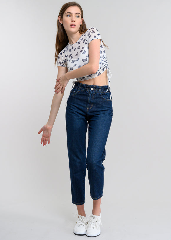 Jeans paper bag cintura alta