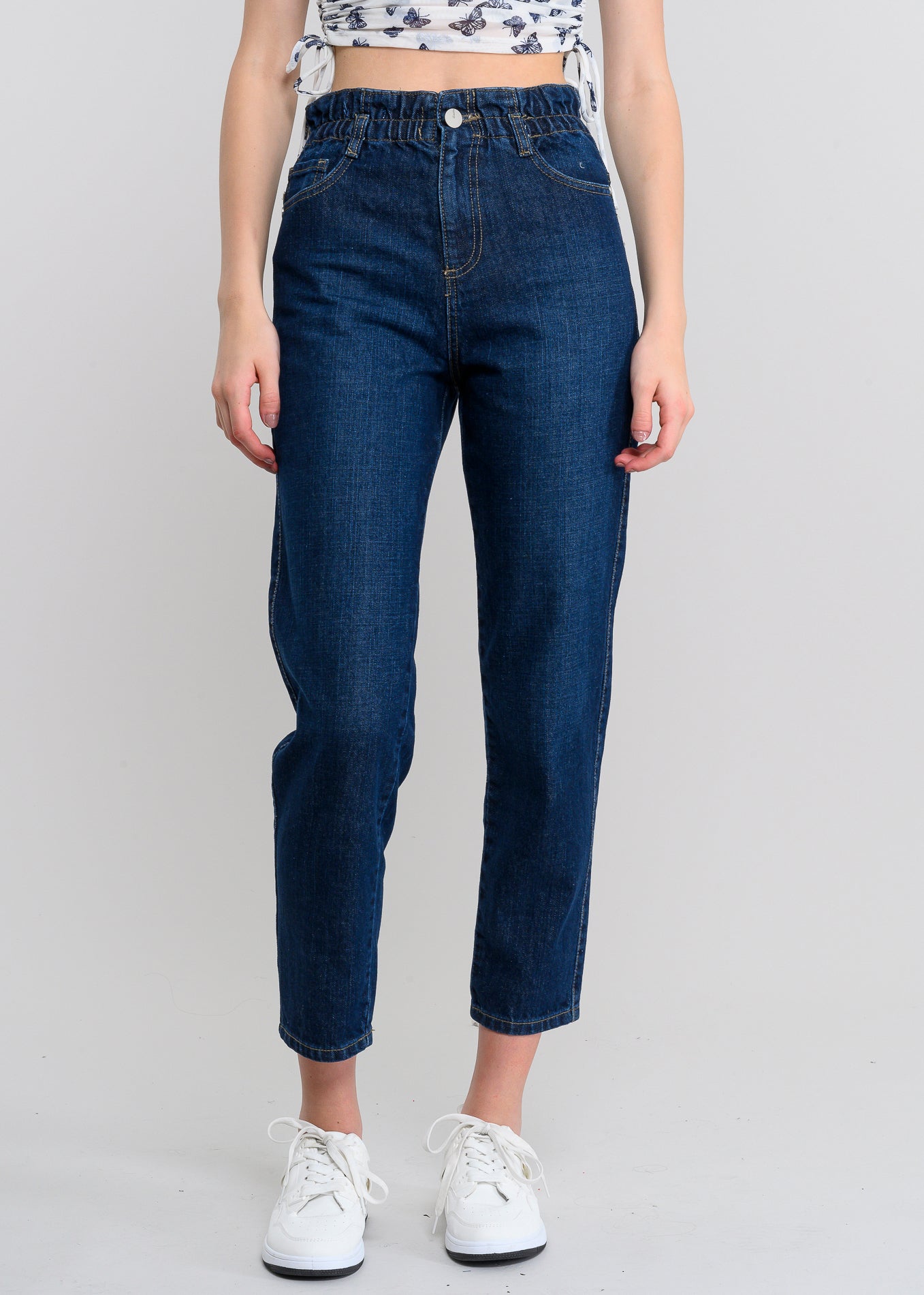 Jeans paper bag cintura alta DARK WASH